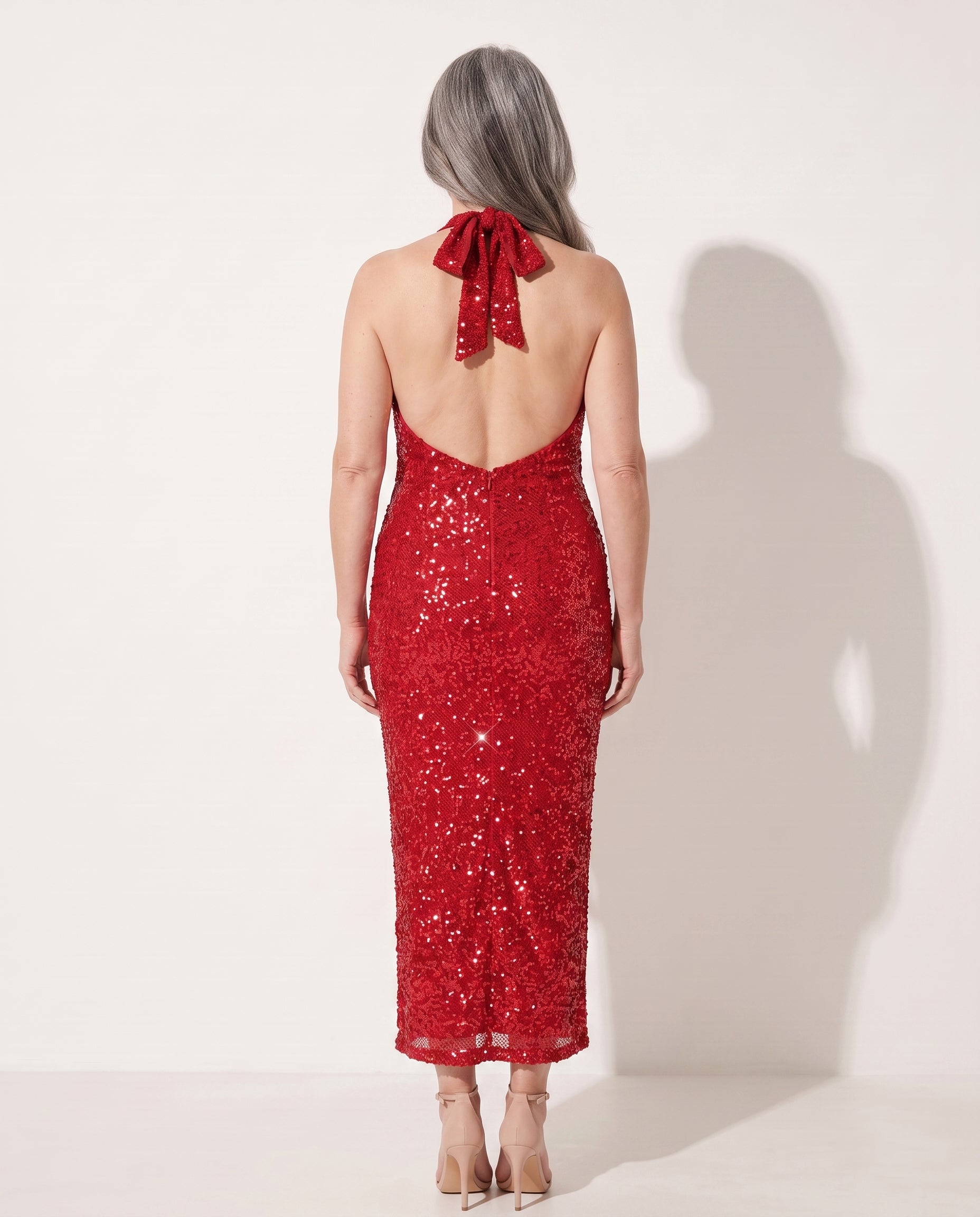 Esmee | Sequin Halter Open Back Maxi Dress Evening — achterkant