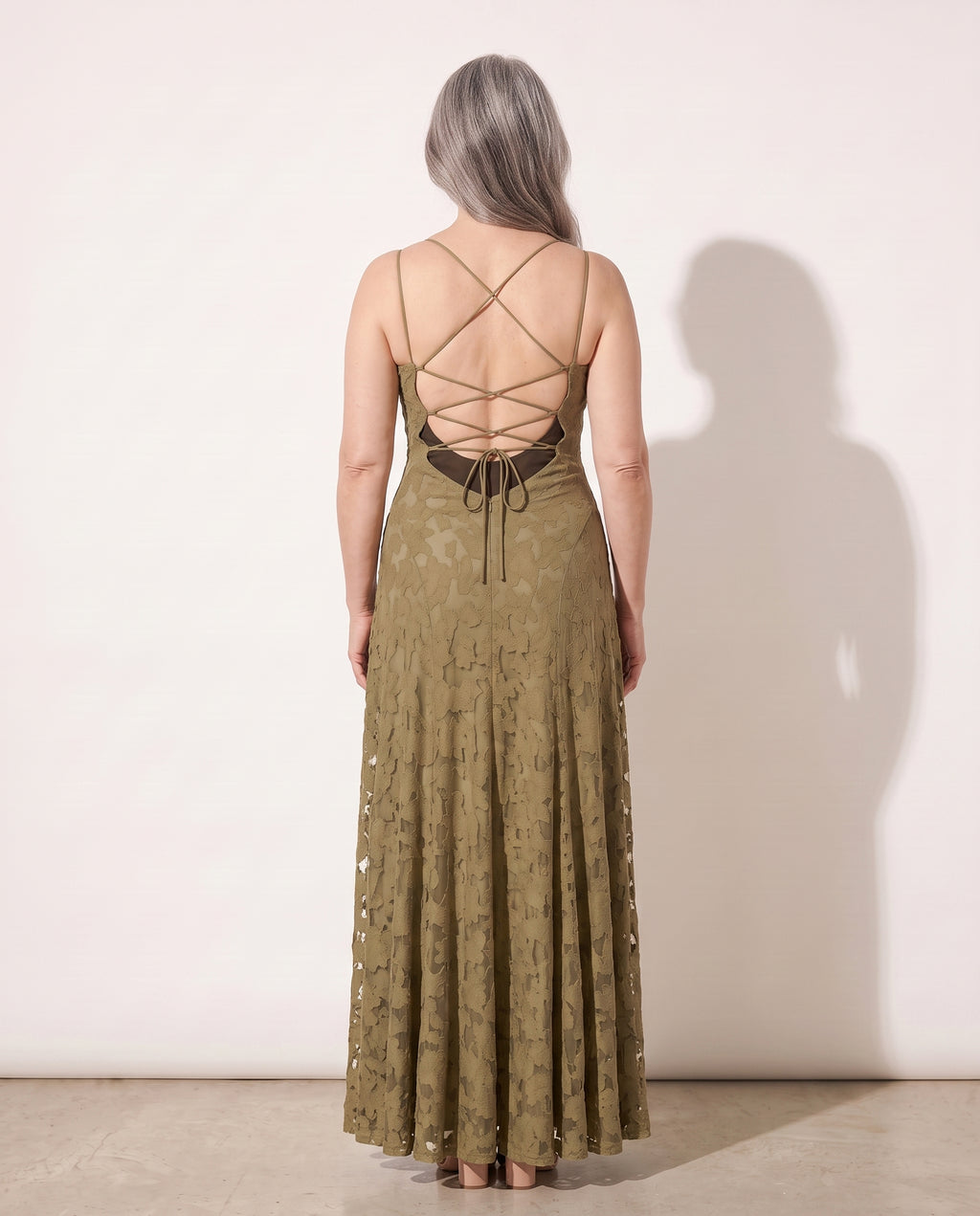 Rosaline | Textured Floral Maxi Formal Dresses — achterkant