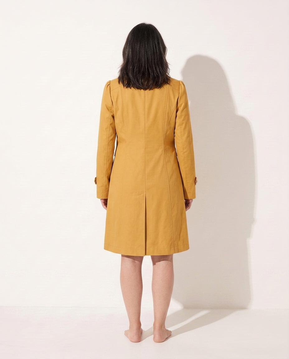 Delphine | Womens Leather Trench Coat Tailored Long Jacket — achterkant