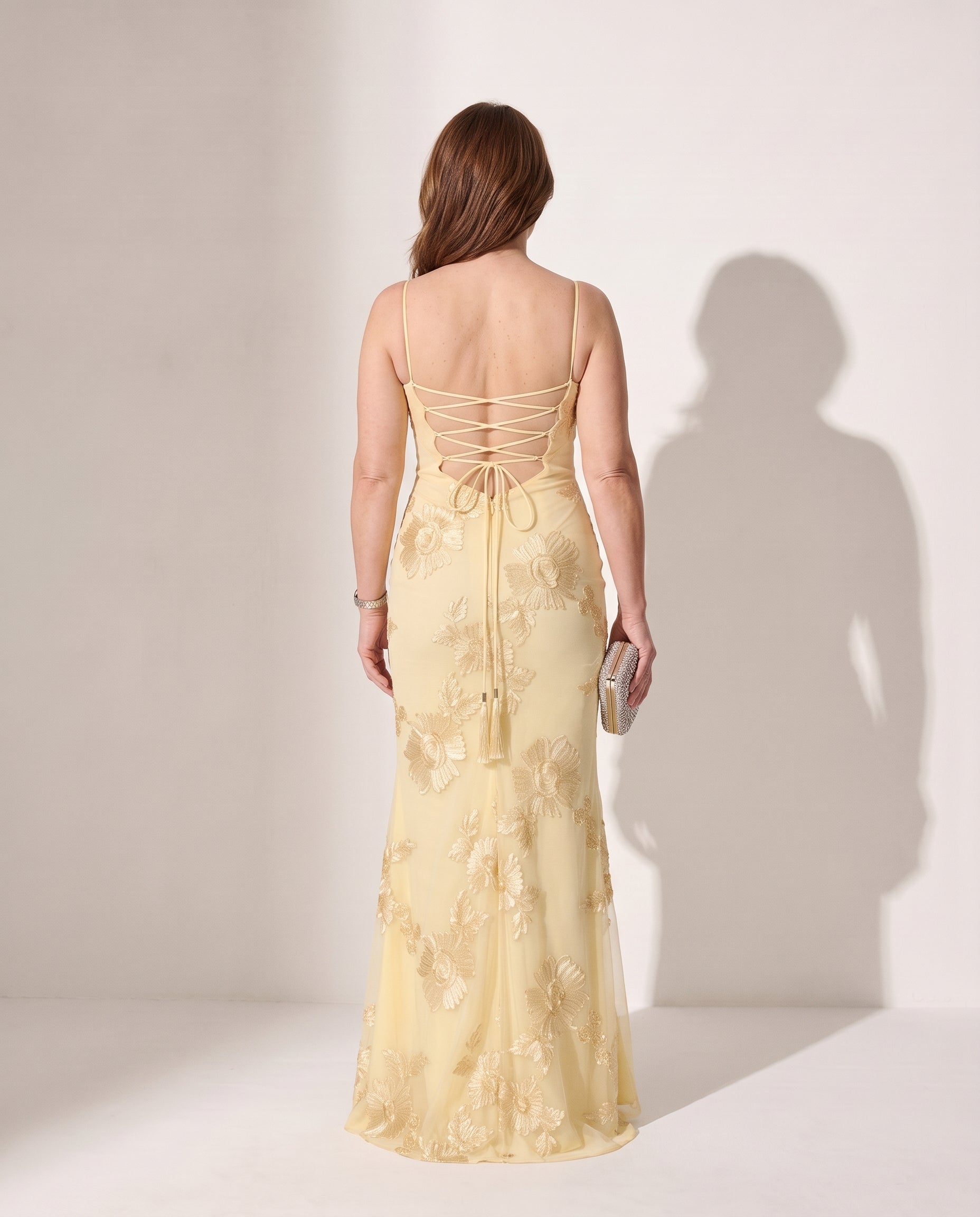 Liliana | Plus Size Floral Embroidered Wedding Dresses Corset Maxi — achterkant