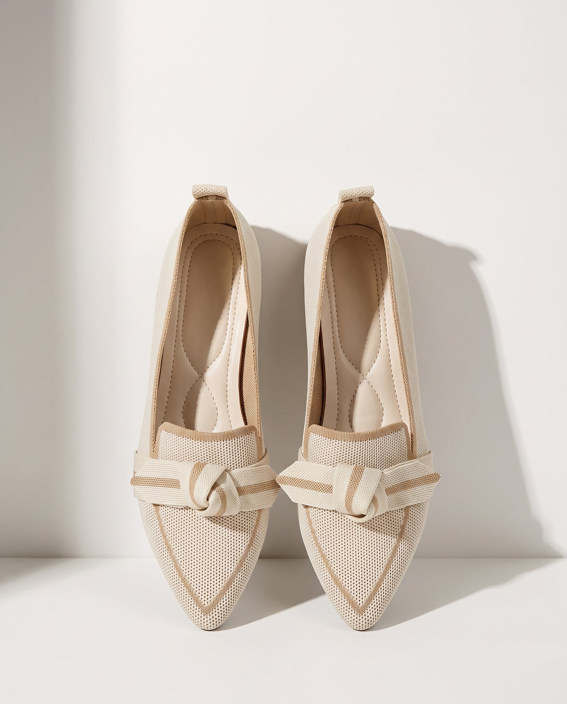 Lucinda | Pointed Toe Heeled Loafers For Work & Weekend — Beige