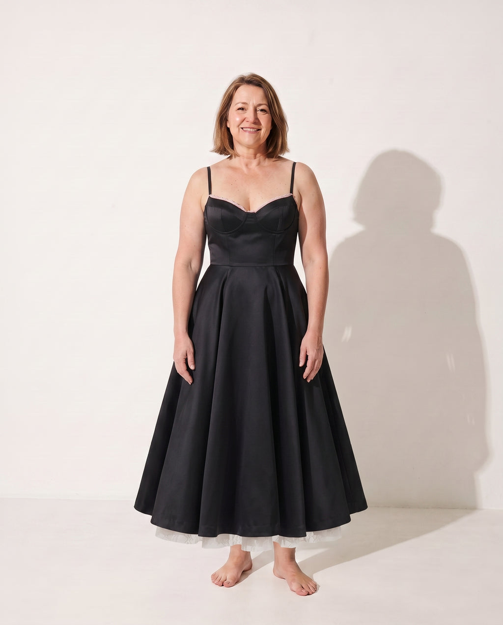 Katarina | Forever Unique Dresses Corset Midi Wedding Guest — Black