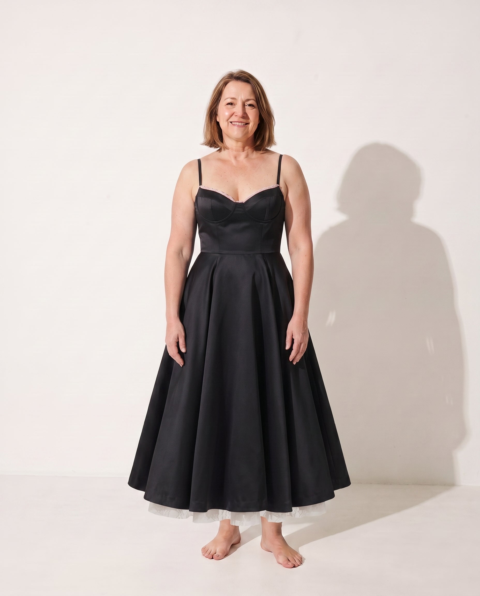 Katarina | Forever Unique Dresses Corset Midi Wedding Guest — Black