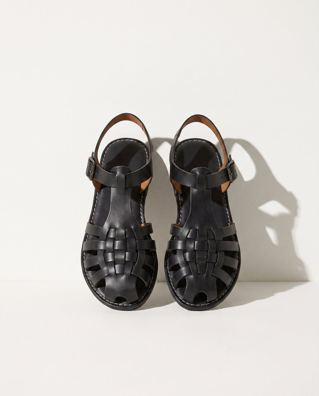 Georgiana | Boho Woven Fisherman Wedding Shoes Closed Toe Flats — Black