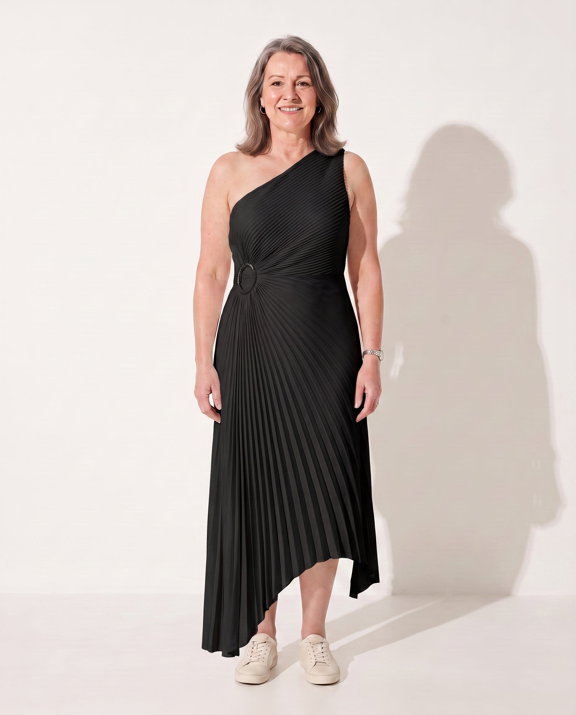 Fenella | Long Sleeve Wedding Guest Dresses Maxi Occasion Gown — Black