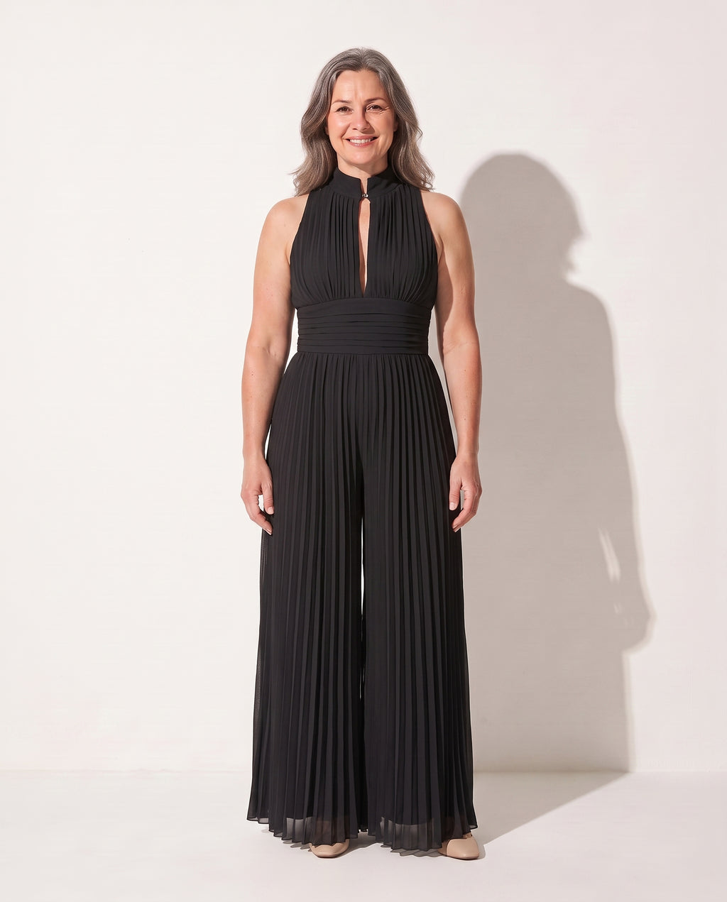Hermione | Strapless Wide Leg Floral Chiffon Party Jumpsuit — Black
