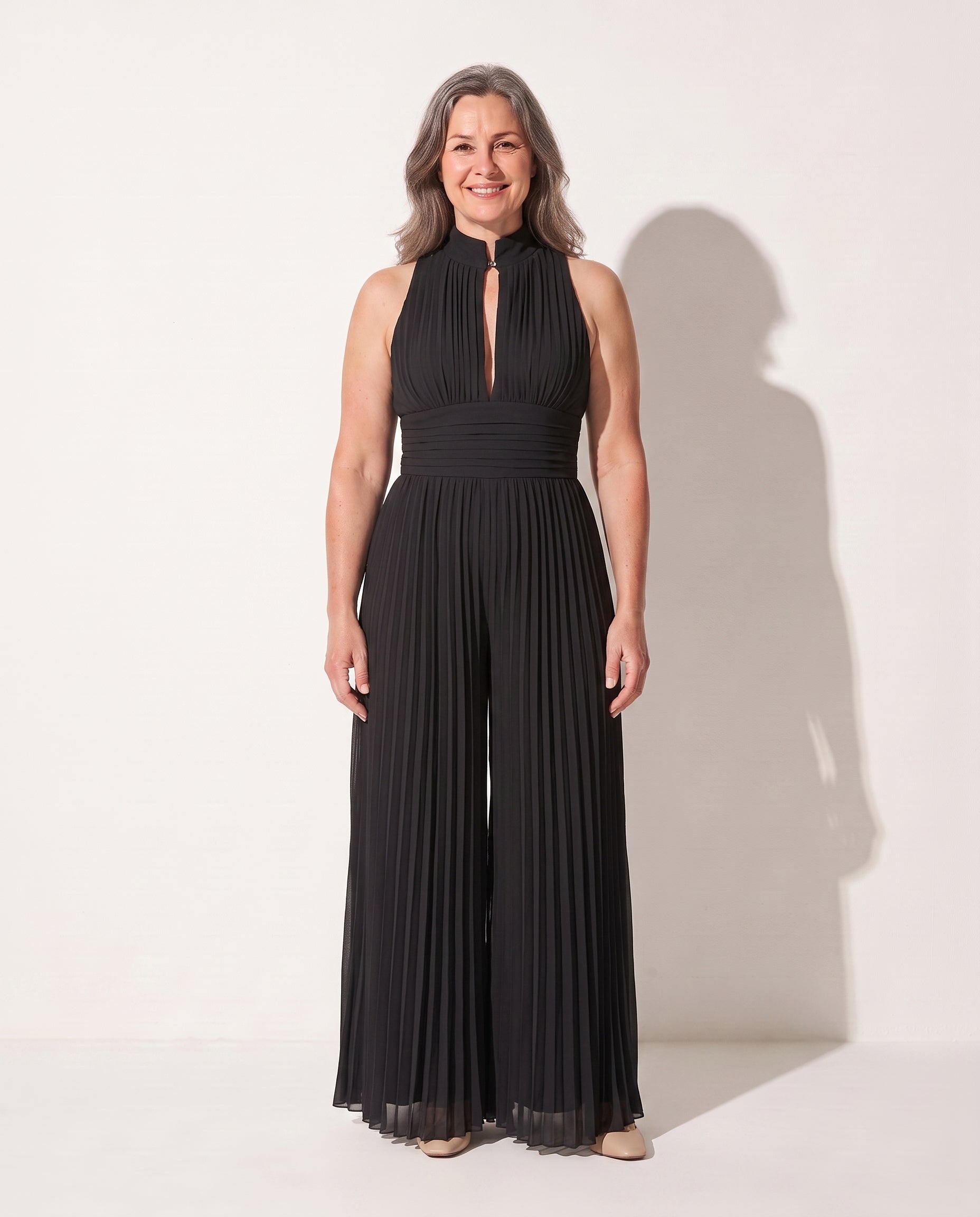 Hermione | Strapless Wide Leg Floral Chiffon Party Jumpsuit — Black