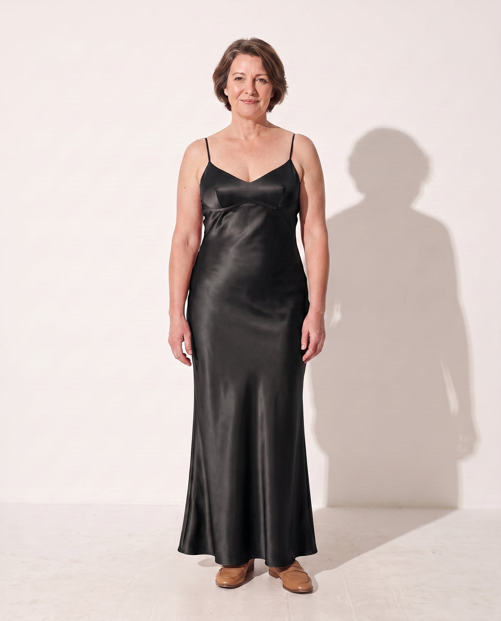 Aurelia | Black Satin Evening Dress With Open Back Detail — Black