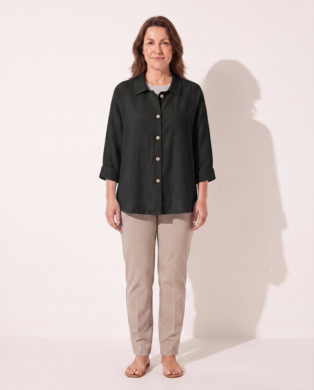 Henriette | Lightweight Button Front Jackets For Women — Black