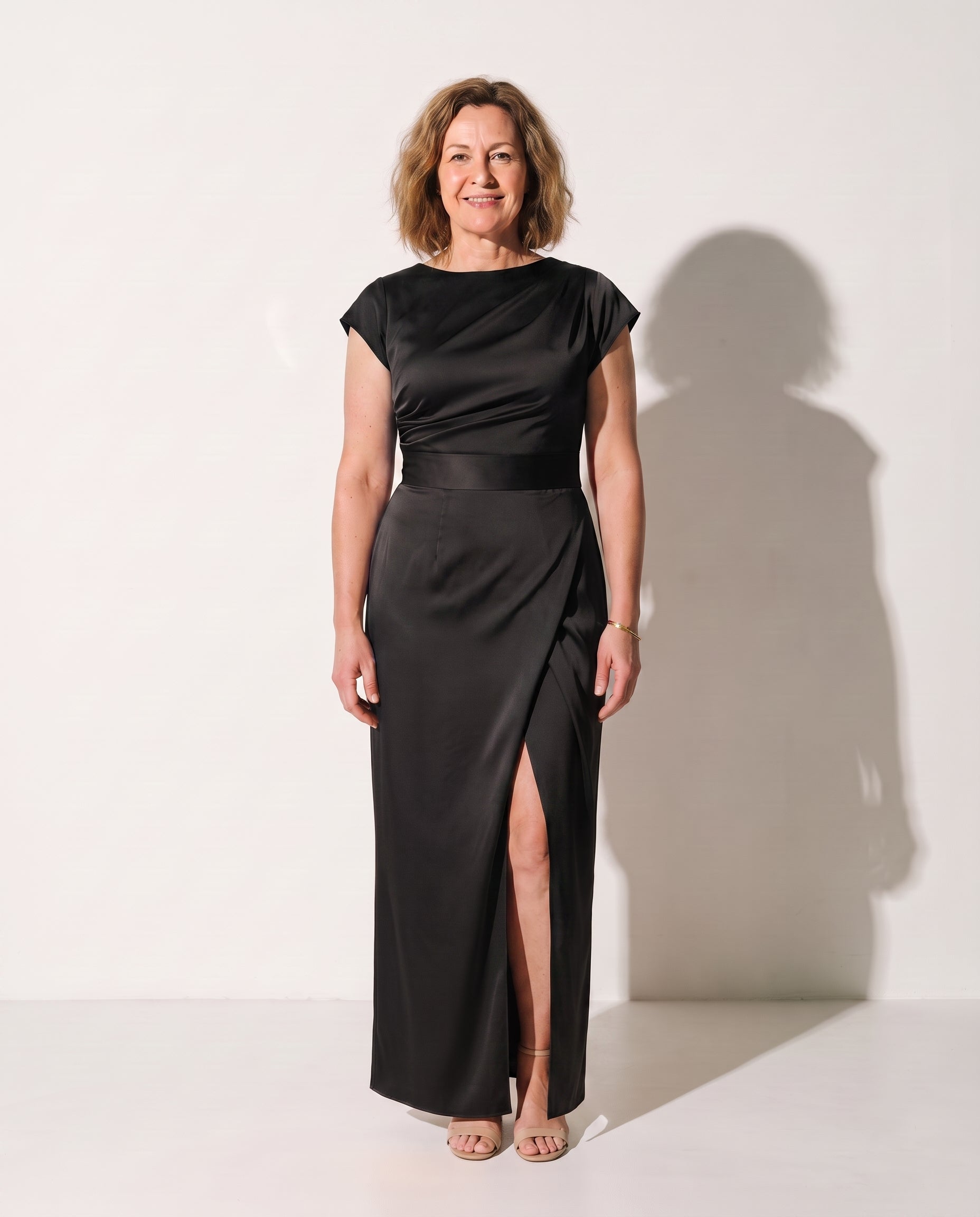 Giselle | Long Sleeve Wedding Guest Dresses Wrap Maxi — Black