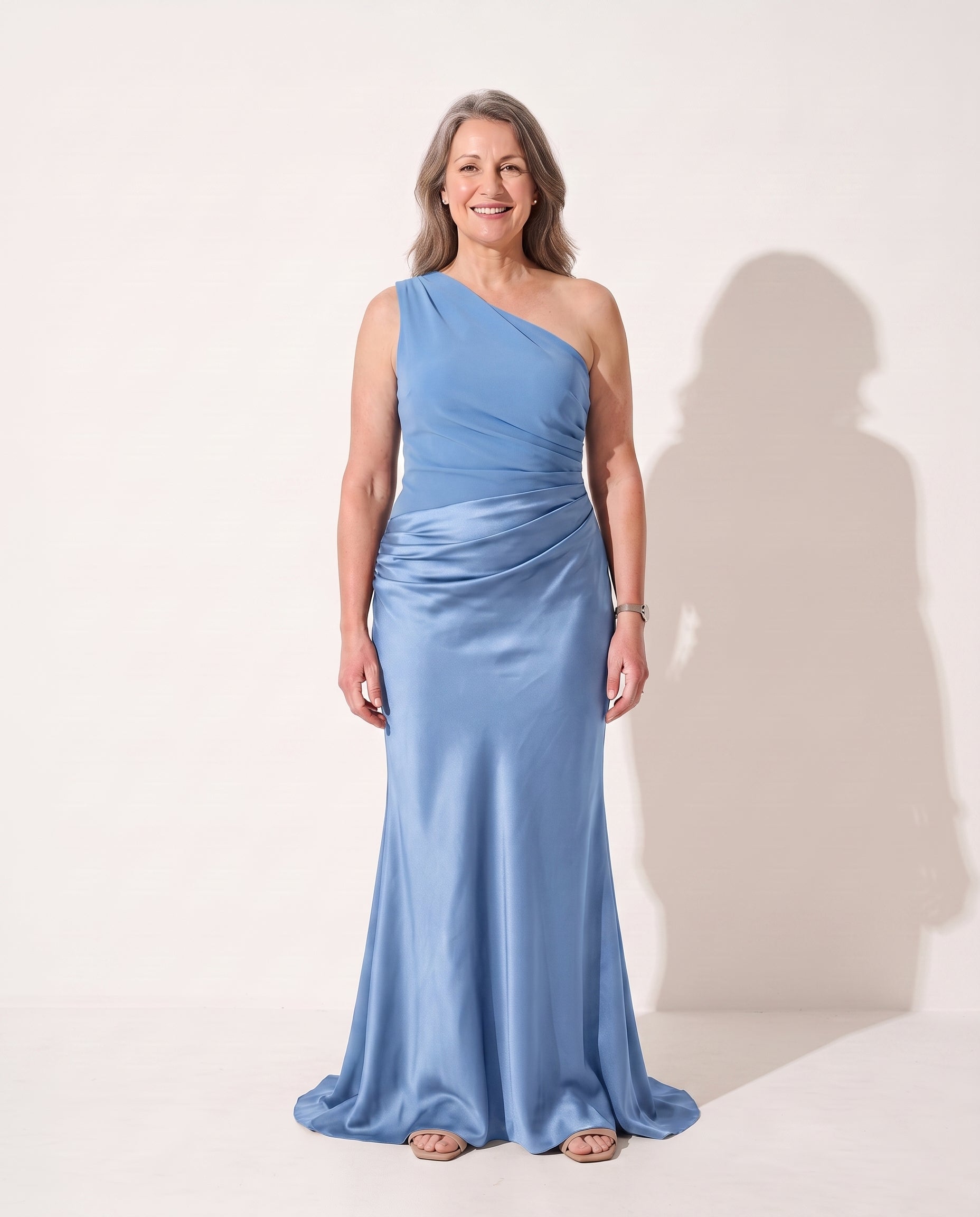 Anouk | Elegant Mother Of The Bride Dresses One Shoulder Maxi — Blue