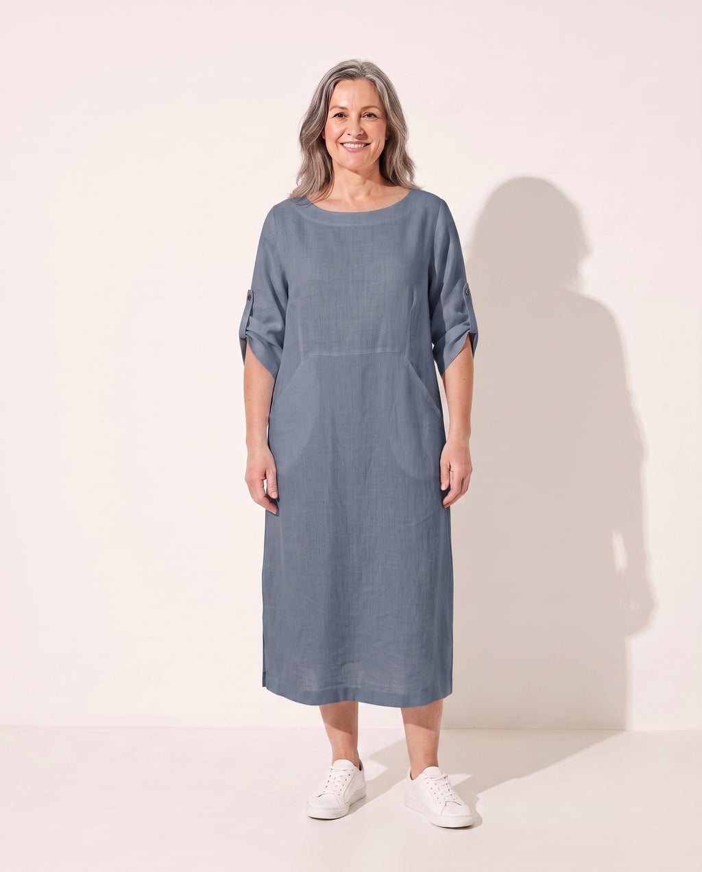 Coralie | Black Evening Dress Draped A-Line Silhouette — Blue