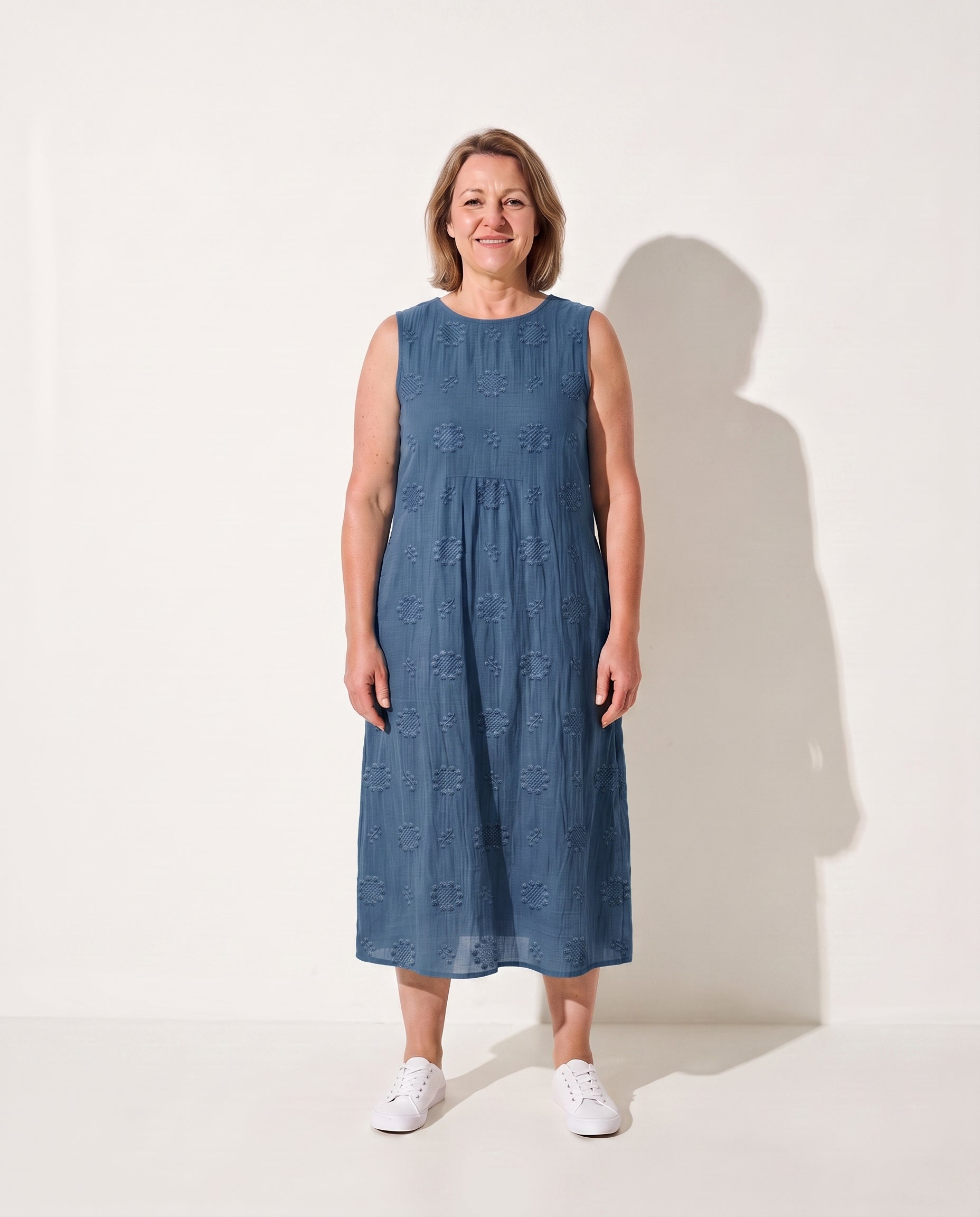 Eloise | Elegant Embroidered Dresses For Women With Pockets — Blue