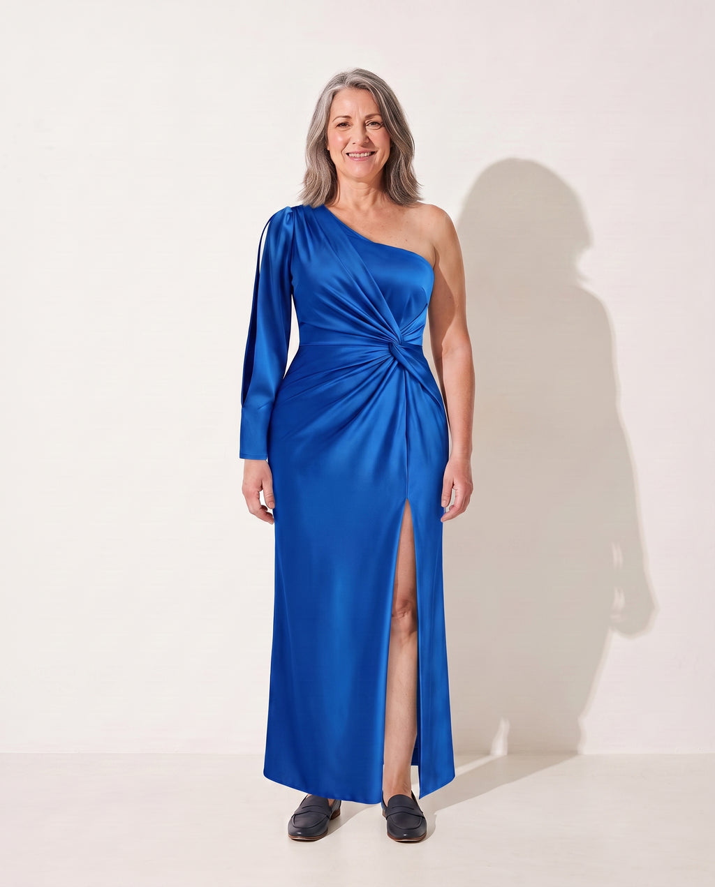 Georgiana | One-Shoulder Evening Maxi Dresses — Blue