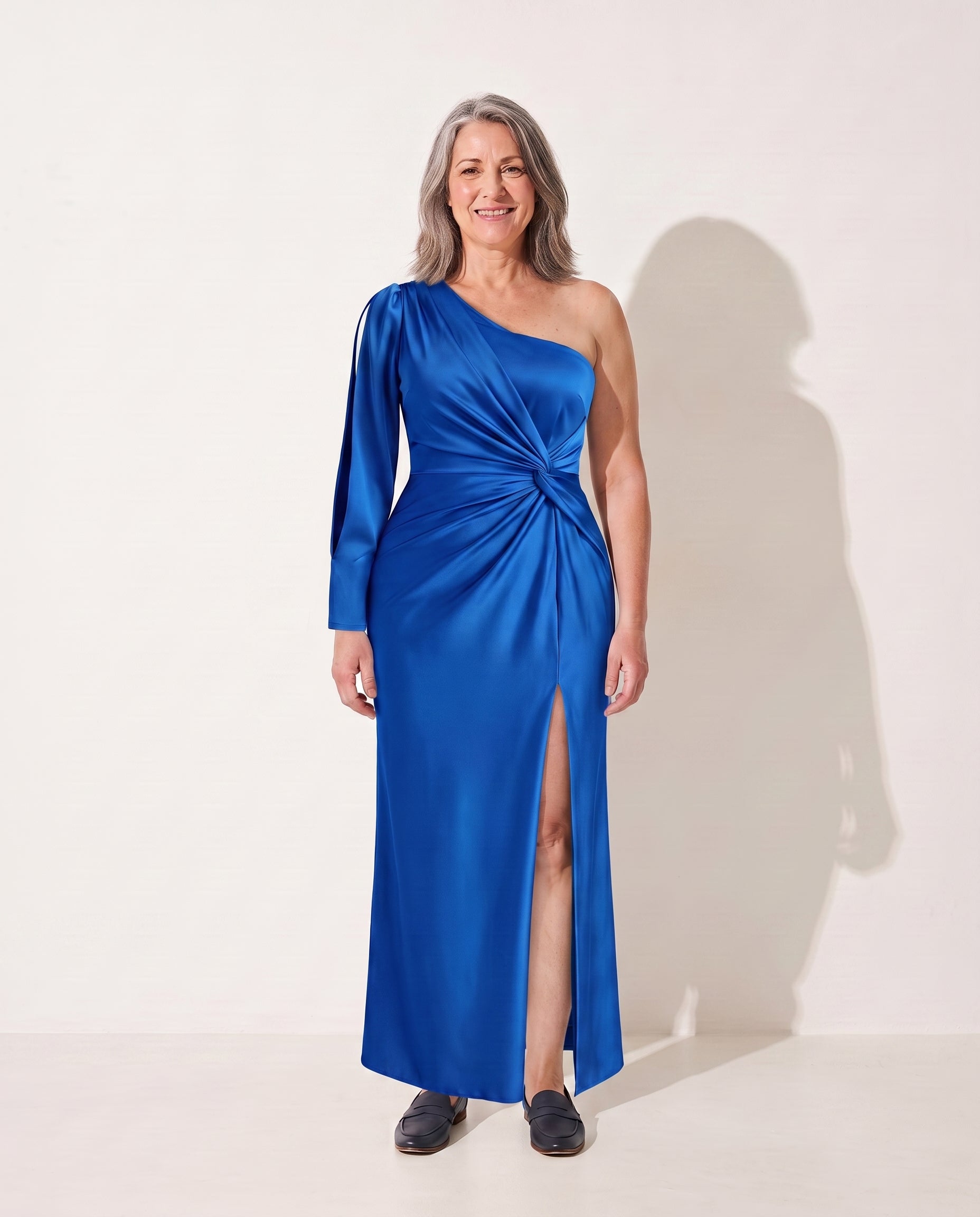 Georgiana | One-Shoulder Evening Maxi Dresses — Blue