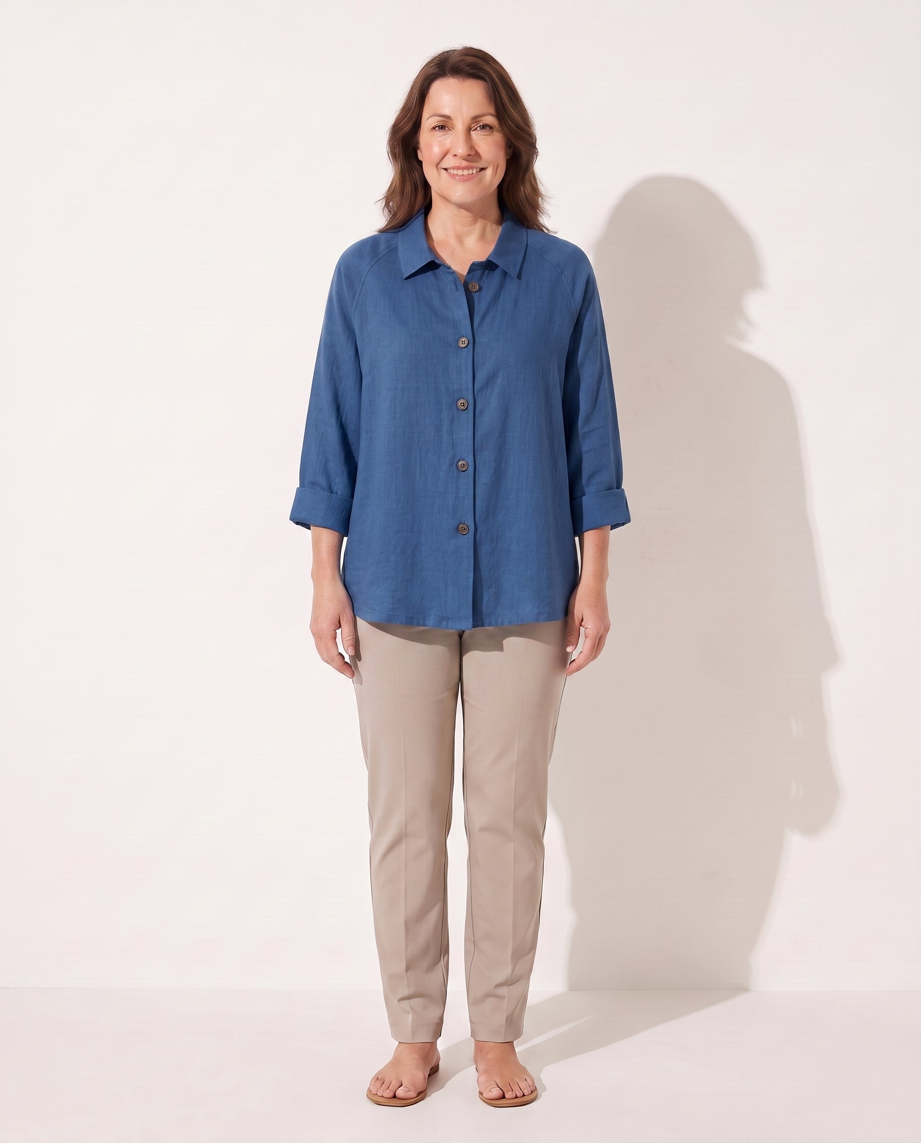 Henriette | Lightweight Button Front Jackets For Women — Blue