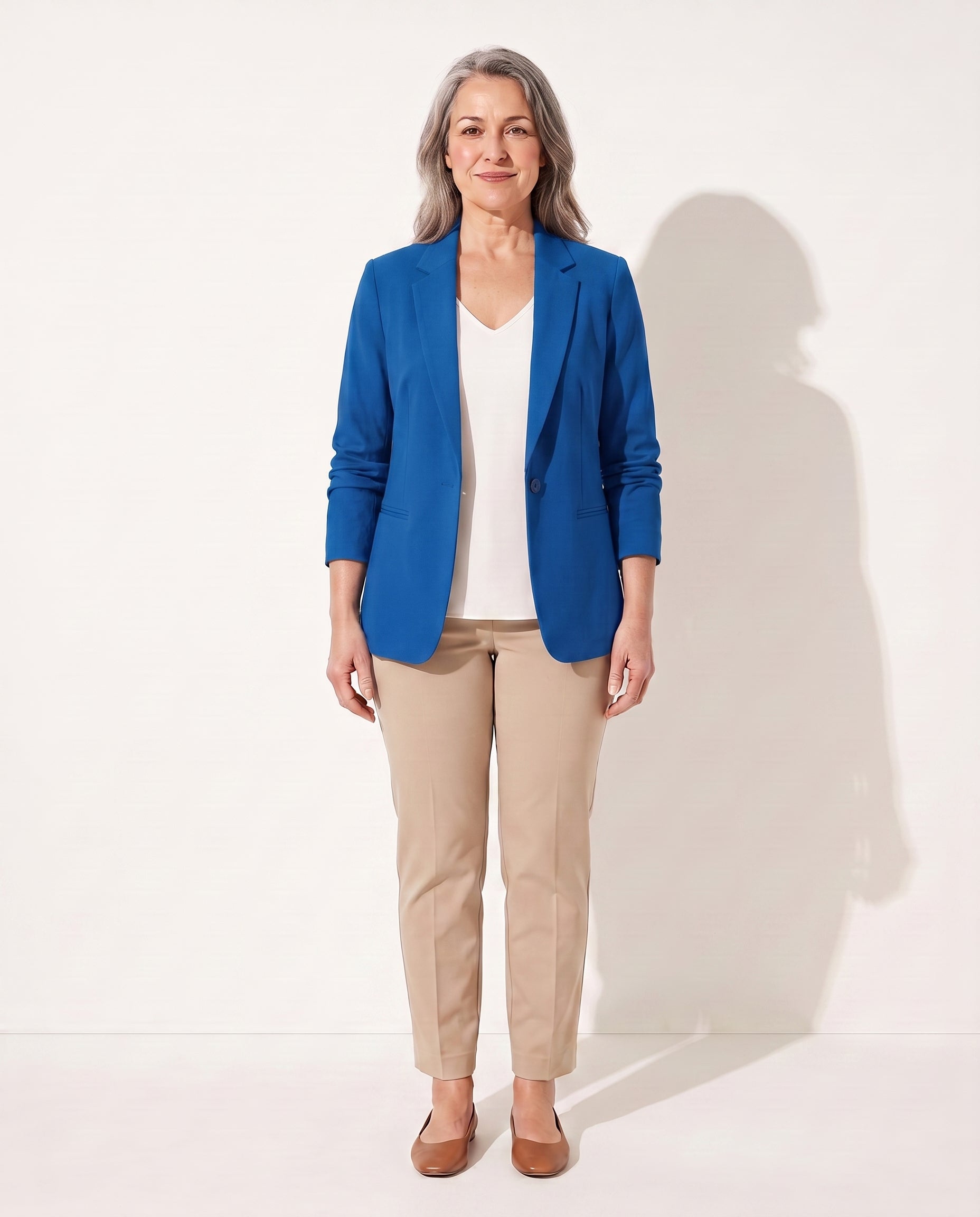 Thalia | Womens Velvet Blazer Tailored Slim Fit Jacket — Blue