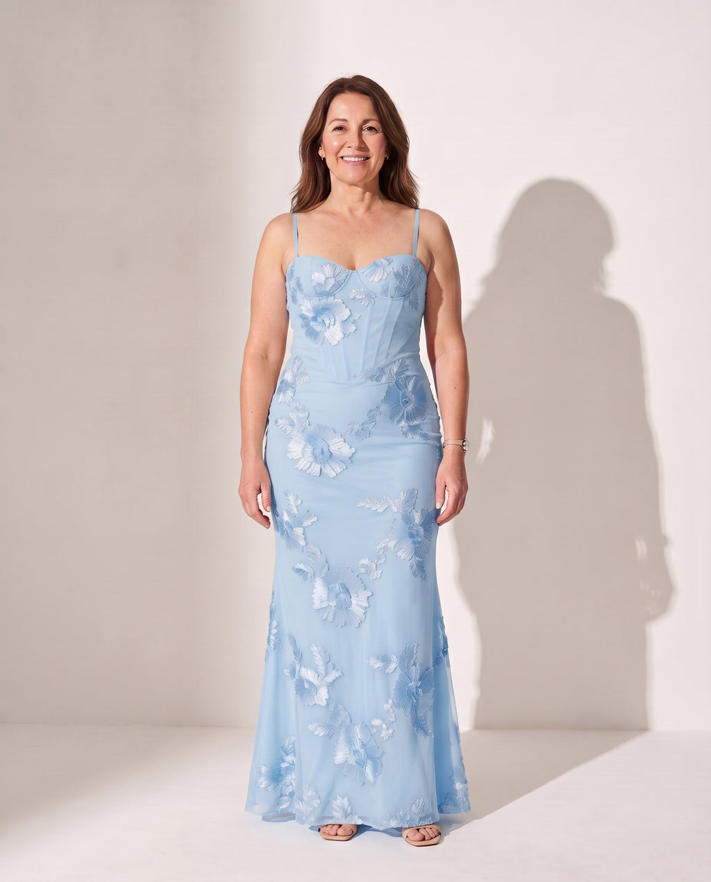 Liliana | Plus Size Floral Embroidered Wedding Dresses Corset Maxi — Blue