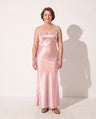 Aurelia | Black Satin Evening Dress With Open Back Detail