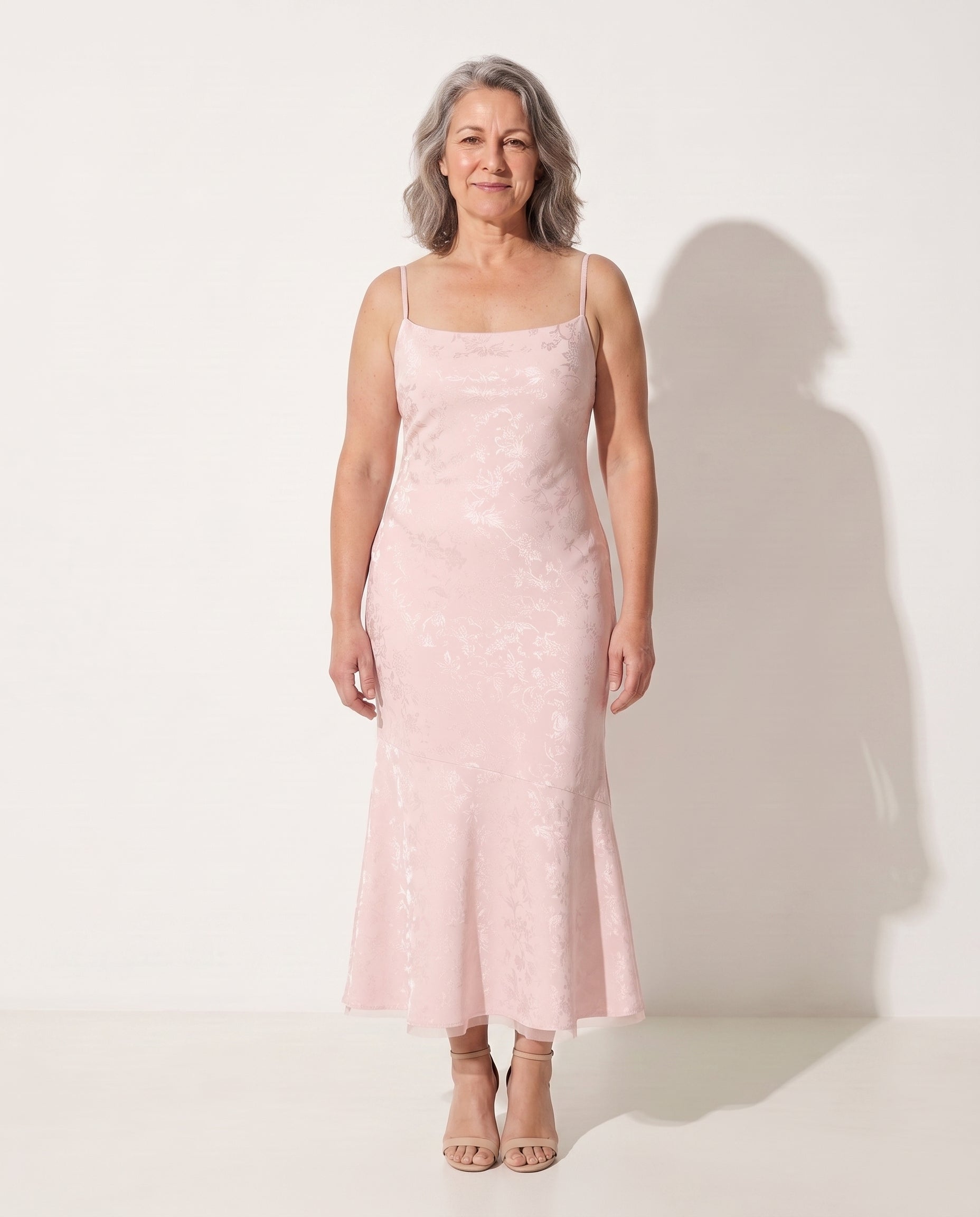 Octavia | Evening Maxi Dresses with Cowl Neck for Occasion Wear — Blush