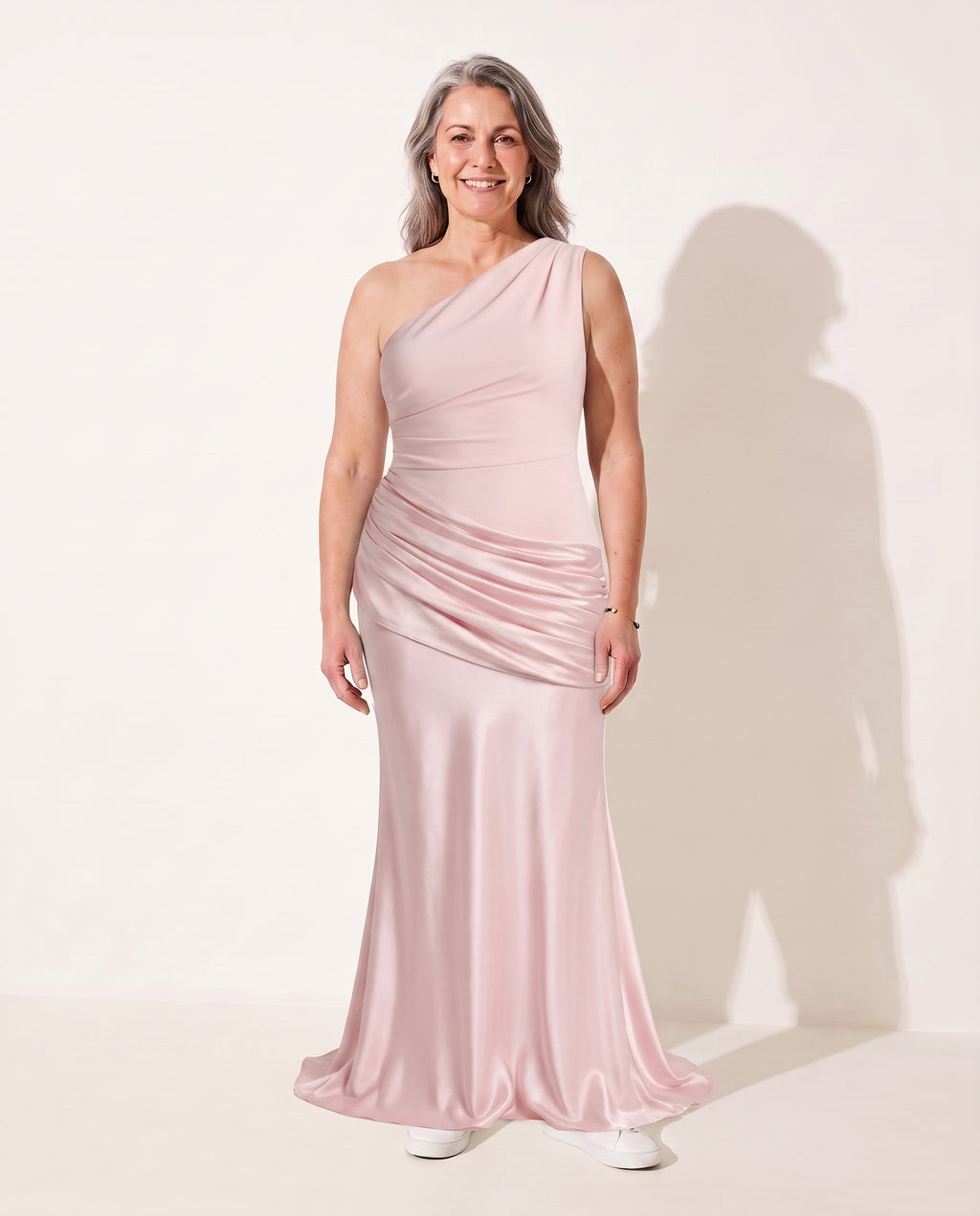 Beatrix | Evening Maxi Dresses One Shoulder Draped Formal Gown — Blush
