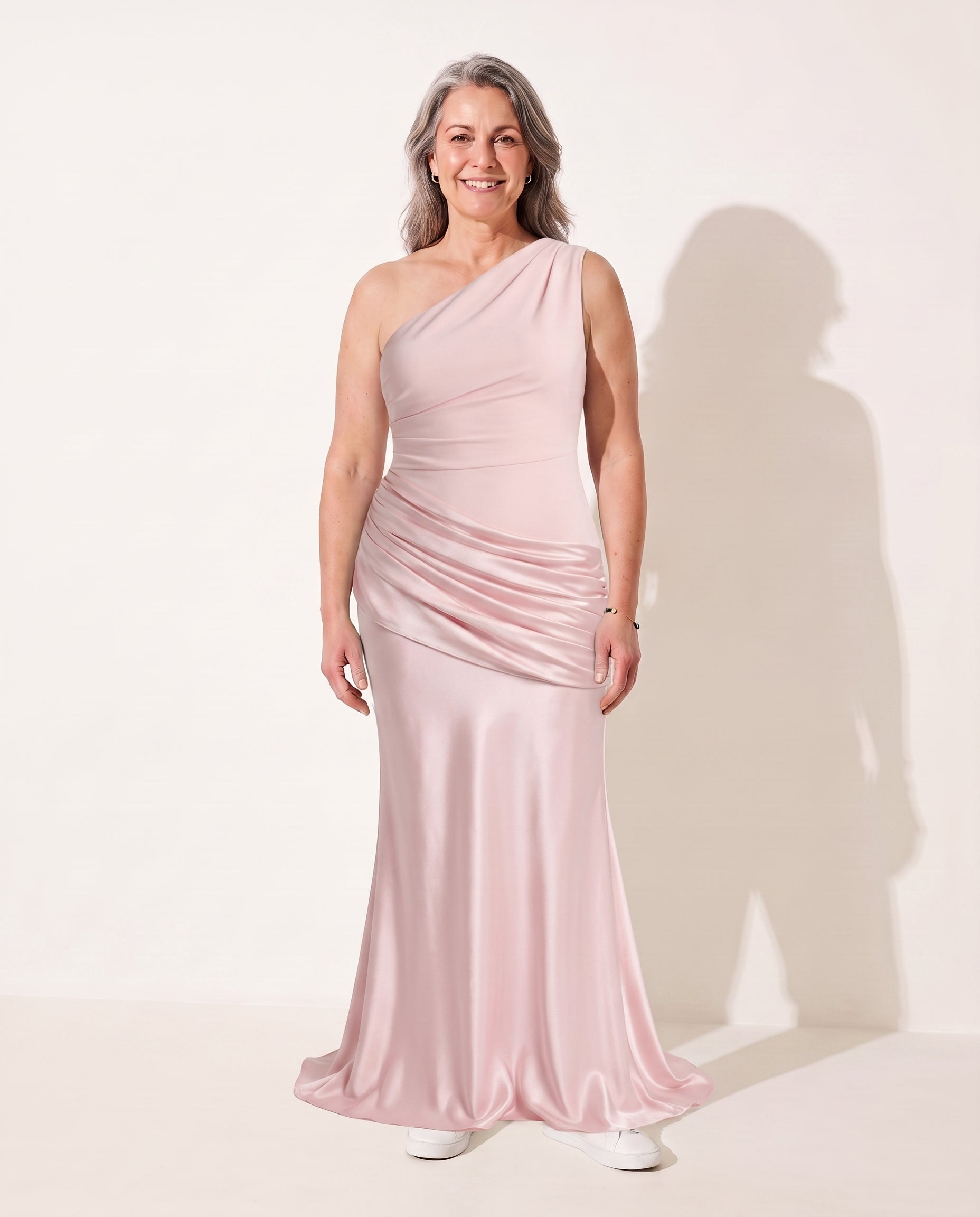 Beatrix | Evening Maxi Dresses One Shoulder Draped Formal Gown — Blush