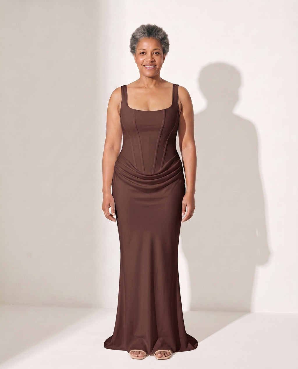 Octavia | Plus Size Special Occasion Dresses Corset Maxi — Brown
