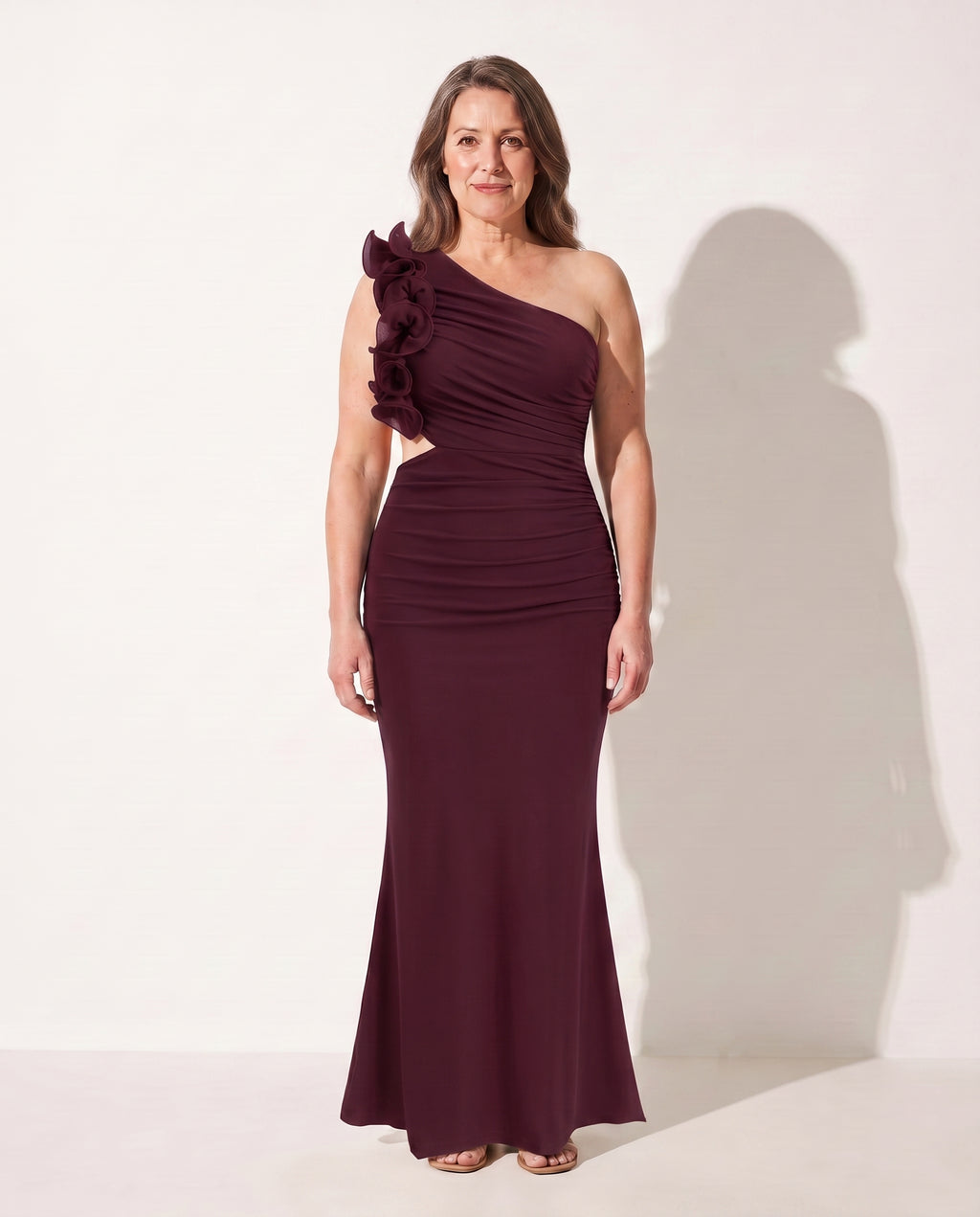Bryony | Wedding Guest Dresses With Sleeves Ruffle Maxi — Burgundy