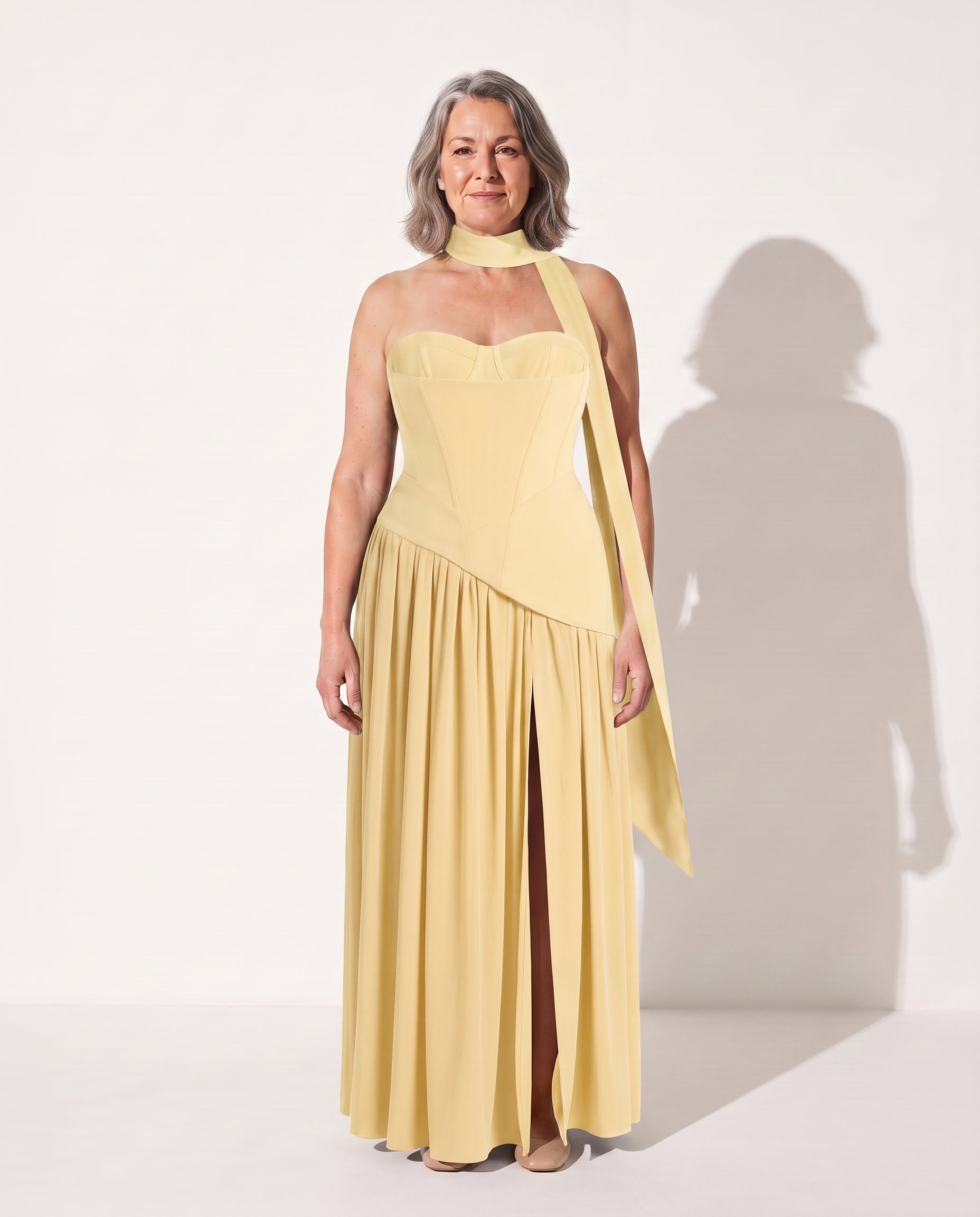 Floriane | Plus Size Special Occasion Dresses Corset Maxi — Butter Yelow
