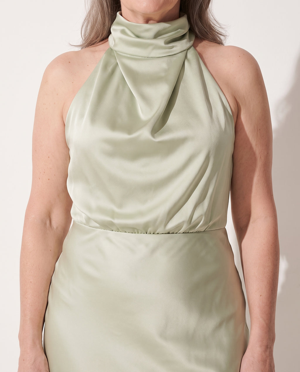 Francesca | Cinderella Wedding Dress Cowl Neck Satin Slip Midi — detail