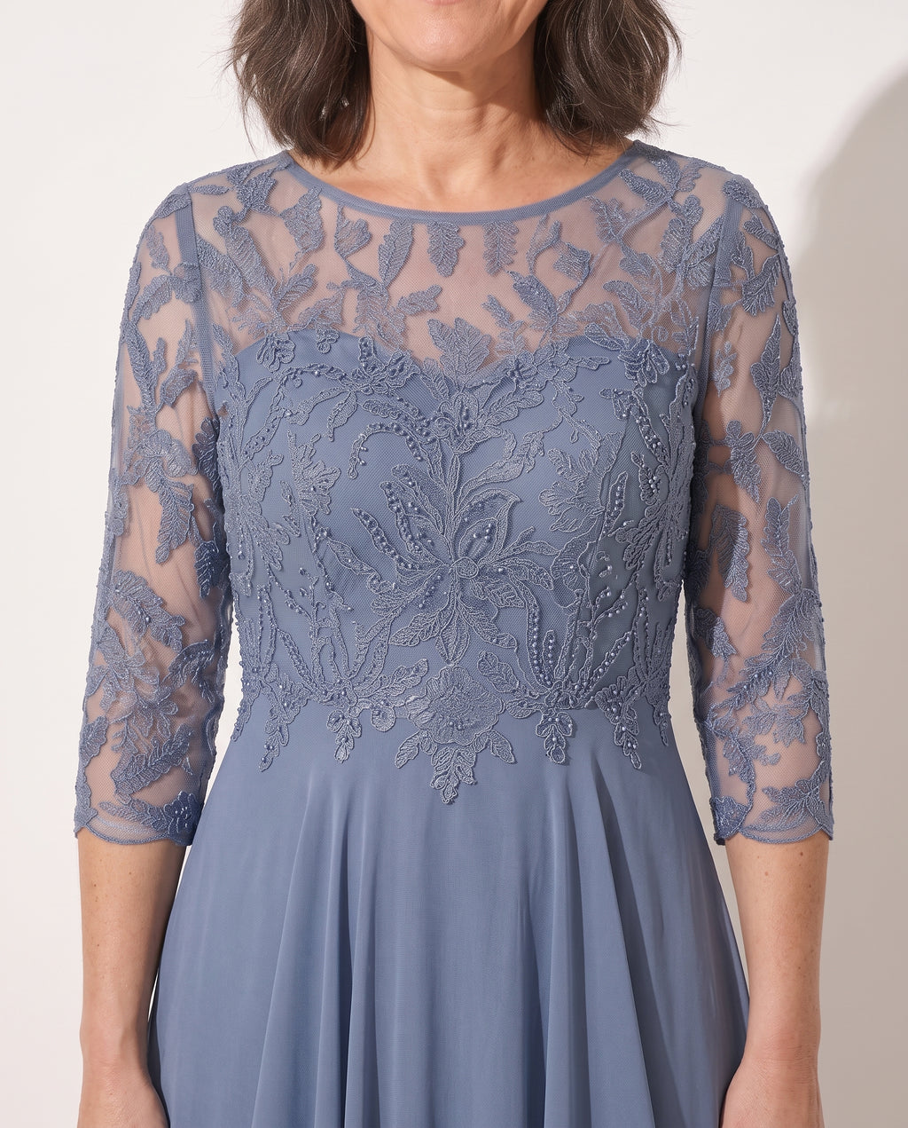 Aurelia | Embroidered Lace Midi Wedding Guest Dress — detail