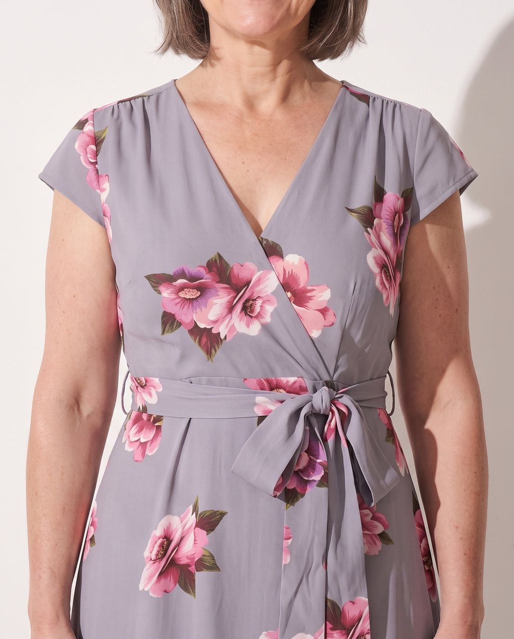 Honorine | Floral Print Maxi Dress Grey Wedding Guest Occasion — detail
