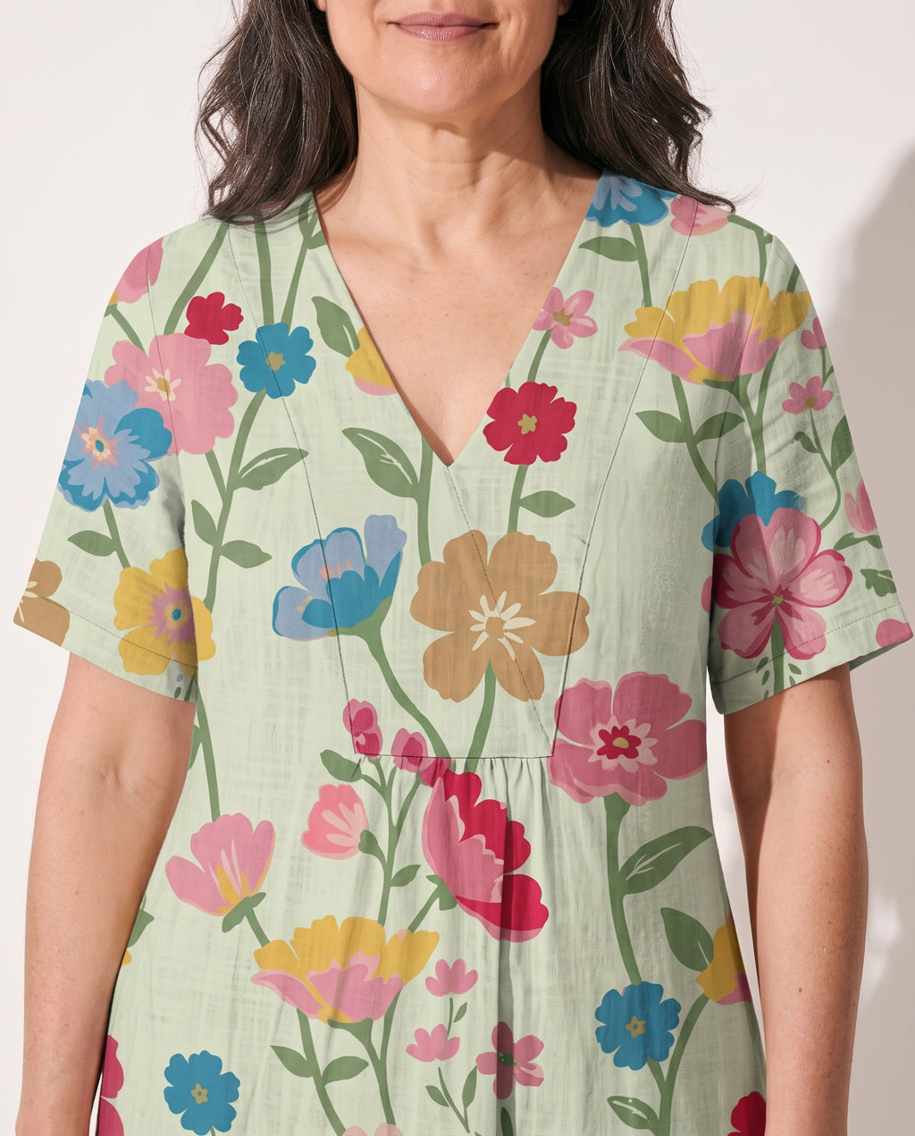 Camille | Long Sleeve Floral Midi Dress For Summer Days — detail
