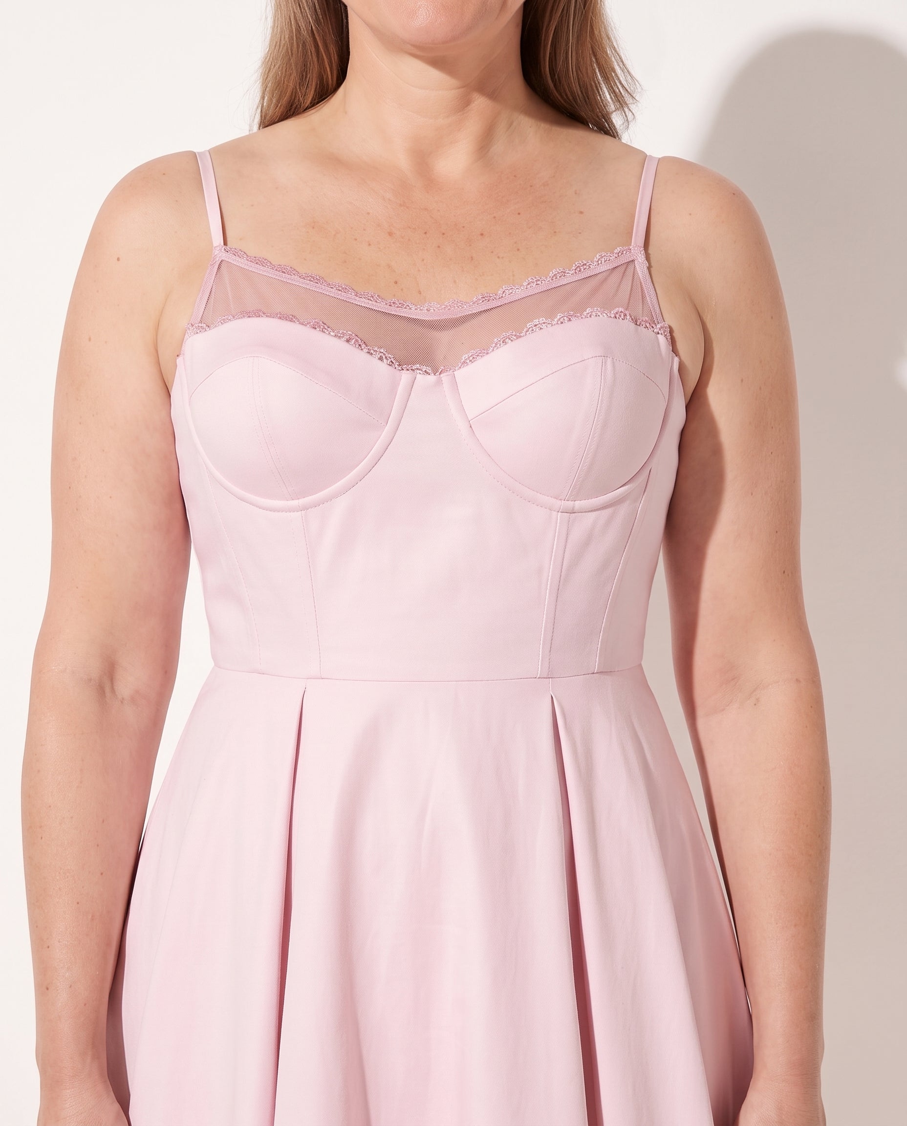 Fleur | Corset Bodice Midi Wedding Guest Dress — detail