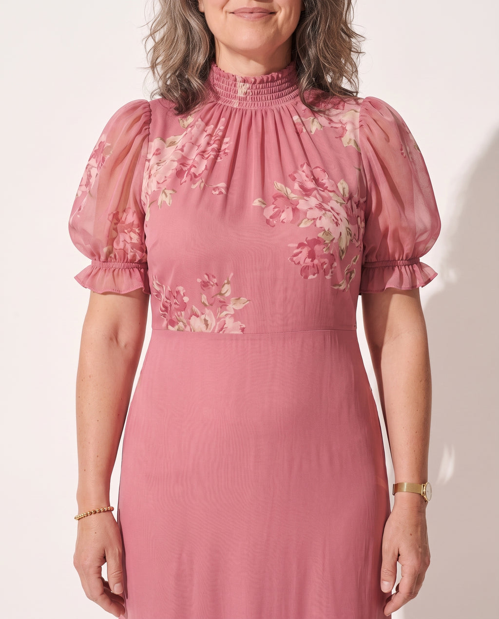 Bridget | Floral Print Puff Sleeve Maxi Dress Wedding Guest — detail
