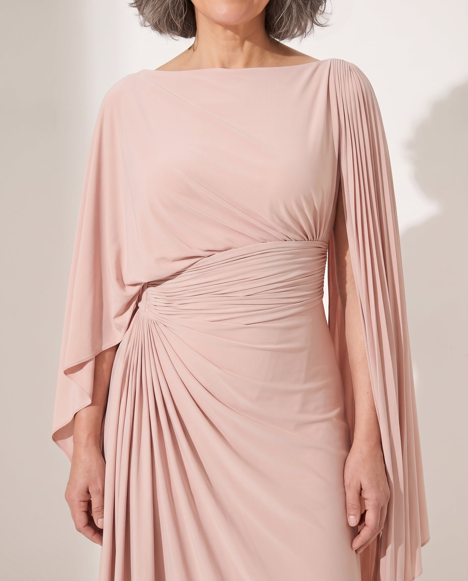 Eloise | Wrap Maxi Dress With Draped Sleeve For Evenings — detail