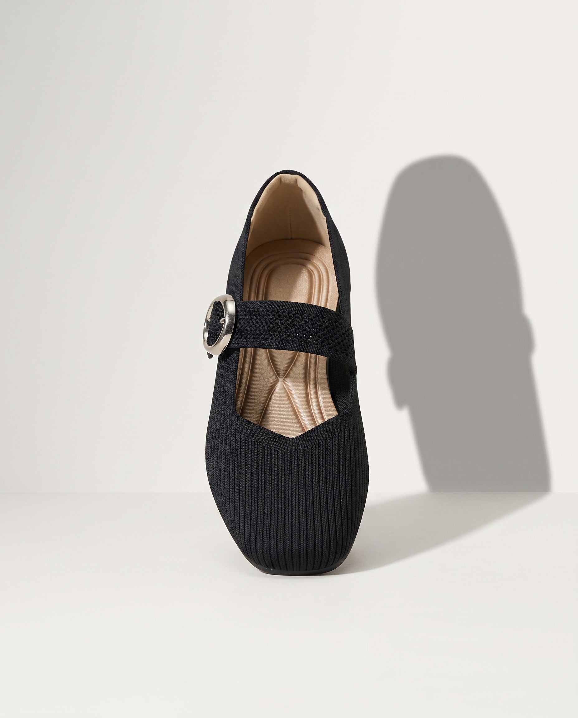 Berenice | Womens Square Toe Knit Mary Jane Buckle Boots — detail