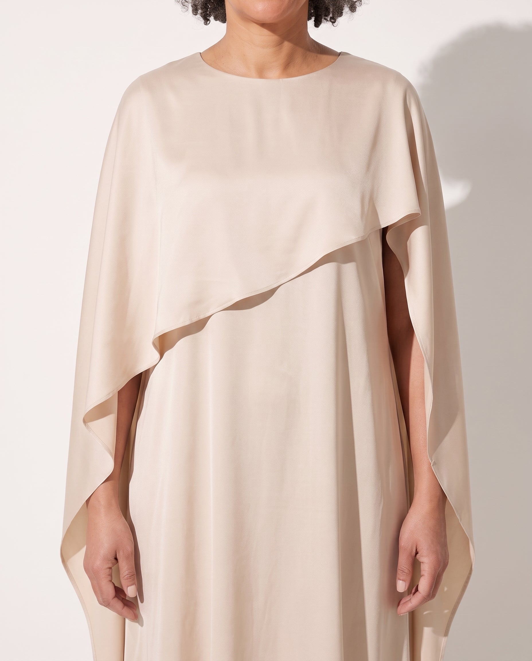 Faustine | Draped Cape Evening Maxi Dresses Floor Length — detail