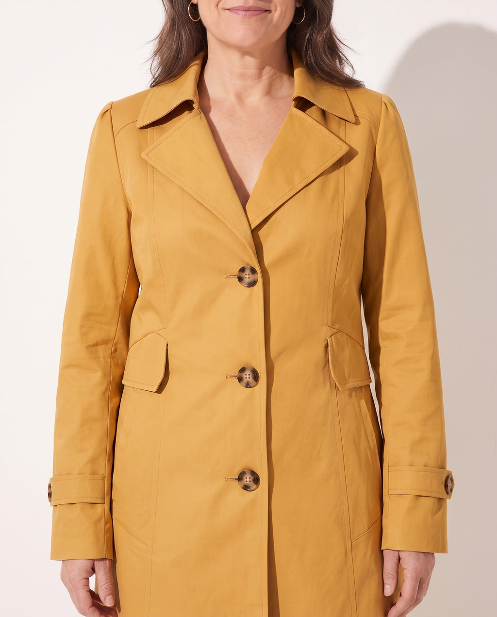 Delphine | Womens Leather Trench Coat Tailored Long Jacket — detail