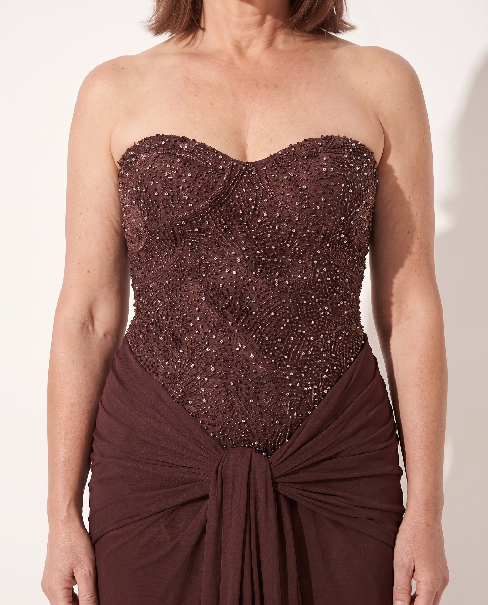 Manon | Embellished Strapless Evening Maxi Dresses — detail