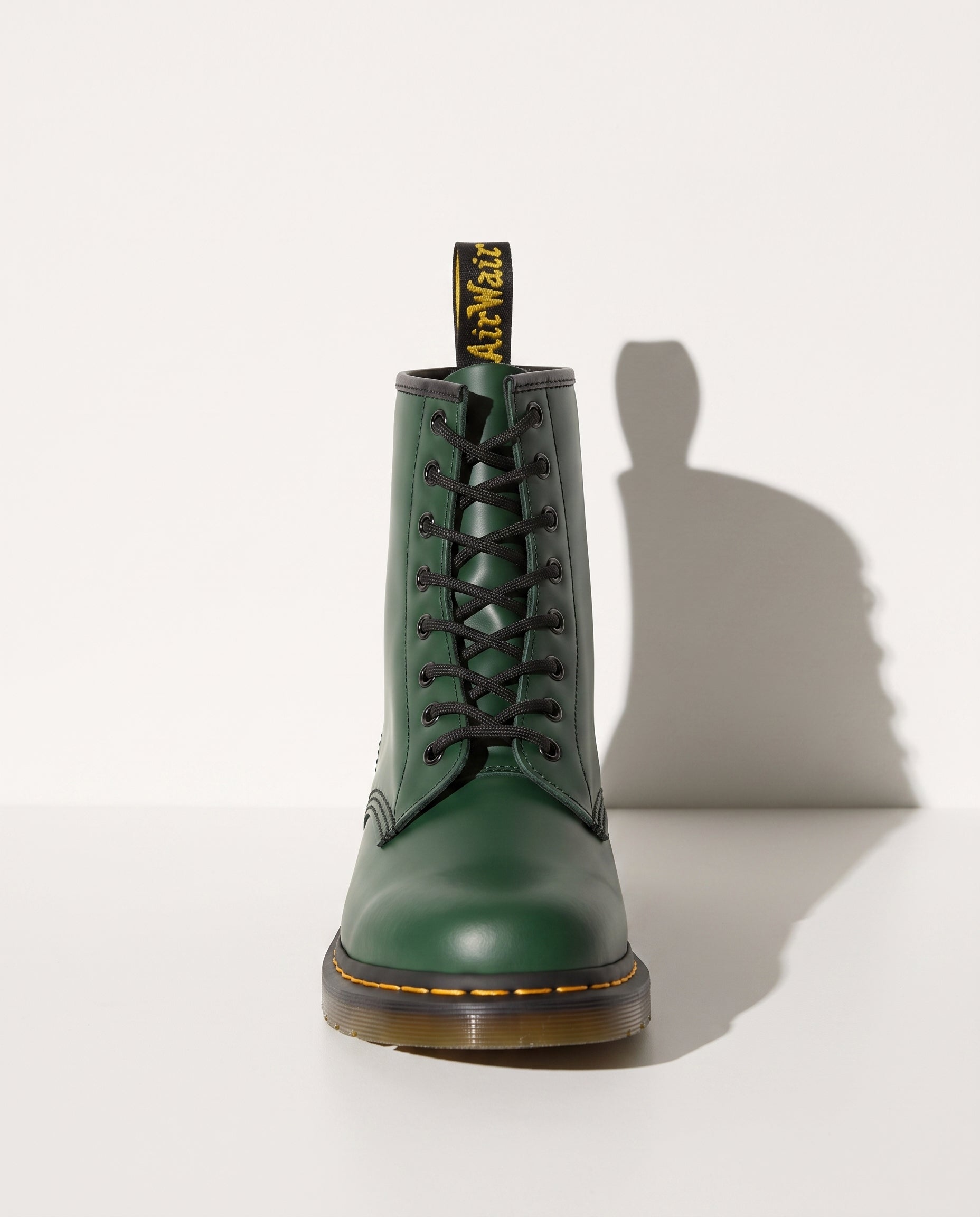 Violaine | Womens Leather Motorcycle Combat Boots Lace Up — Green
