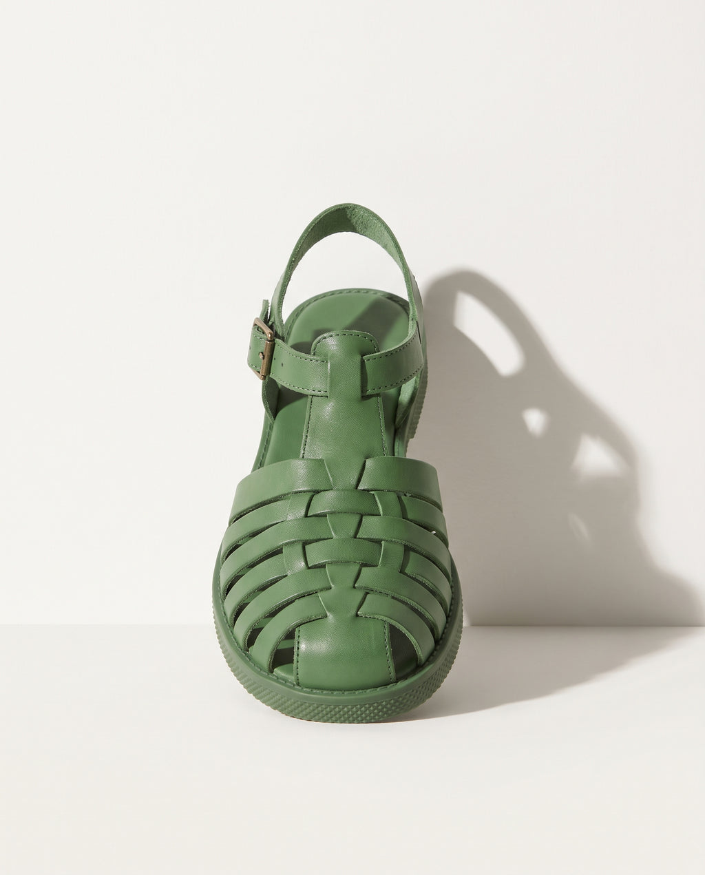 Georgiana | Boho Woven Fisherman Wedding Shoes Closed Toe Flats — Green