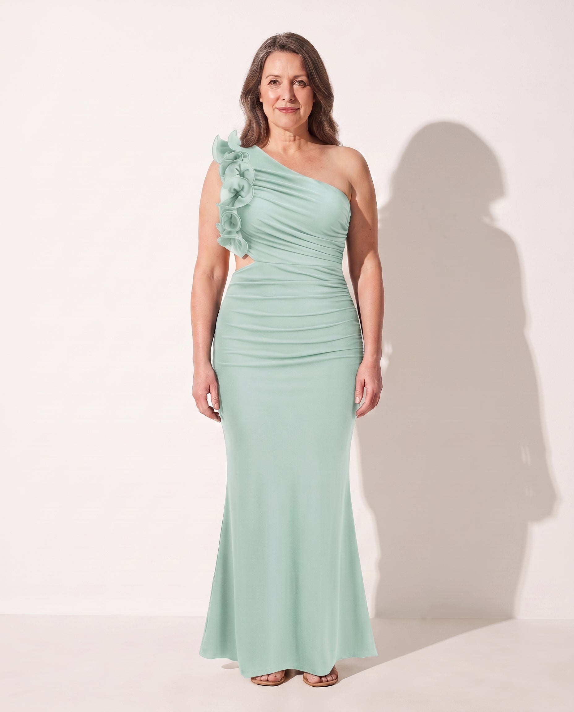 Bryony | Wedding Guest Dresses With Sleeves Ruffle Maxi — Green