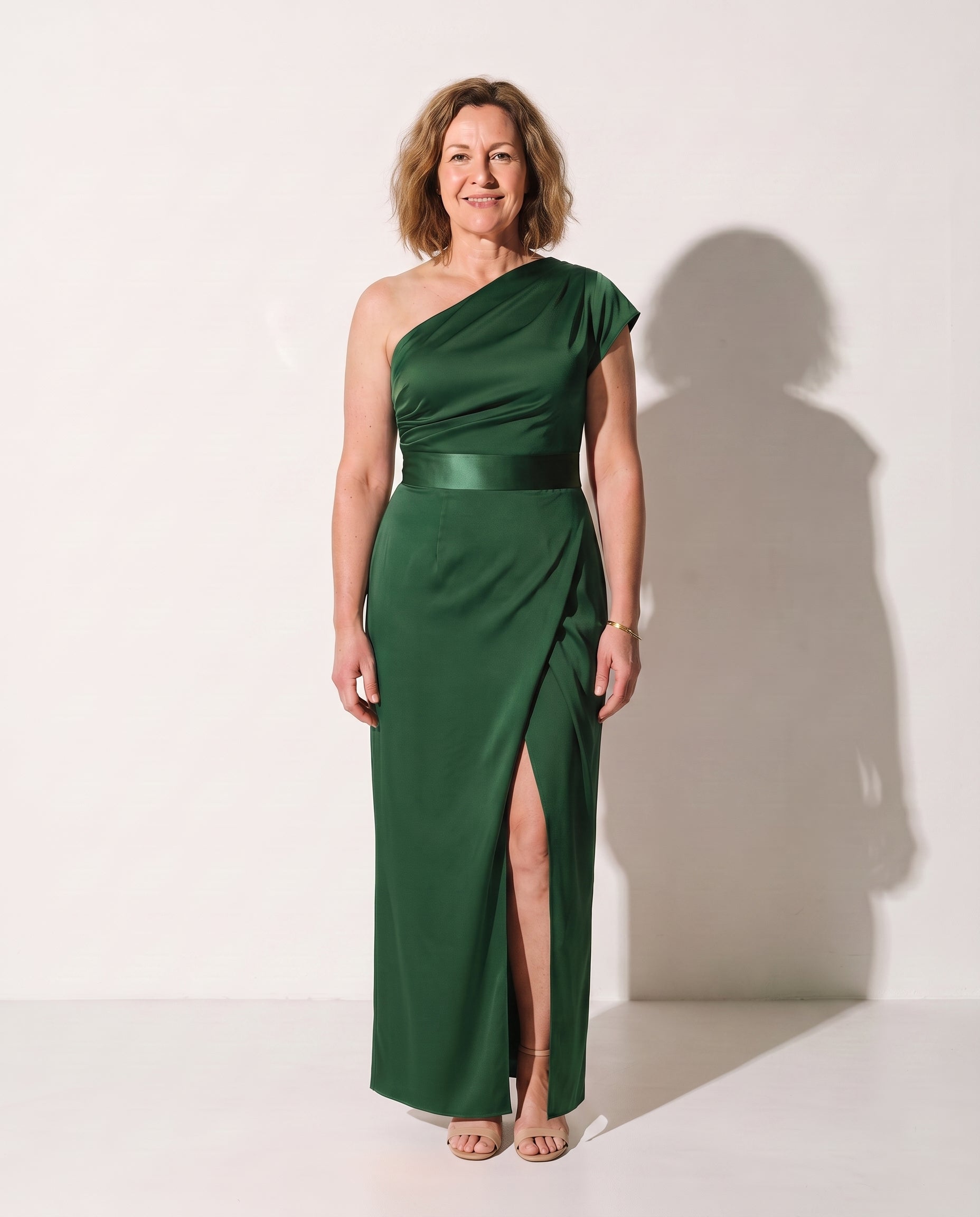 Giselle | Long Sleeve Wedding Guest Dresses Wrap Maxi — Green