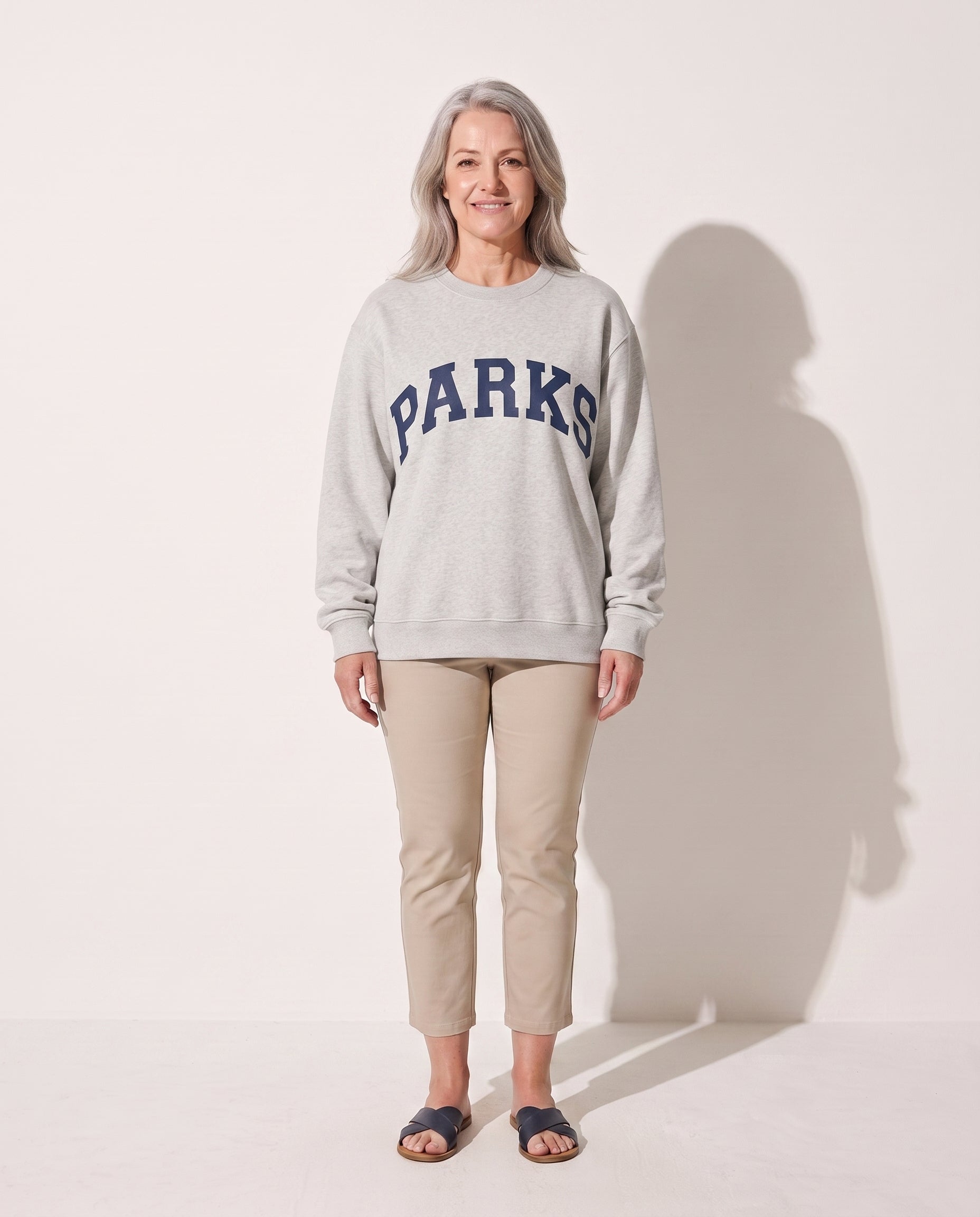 Cordelia | Women Varsity Jacket With Chenille Lettering — Grey with Navy Letters