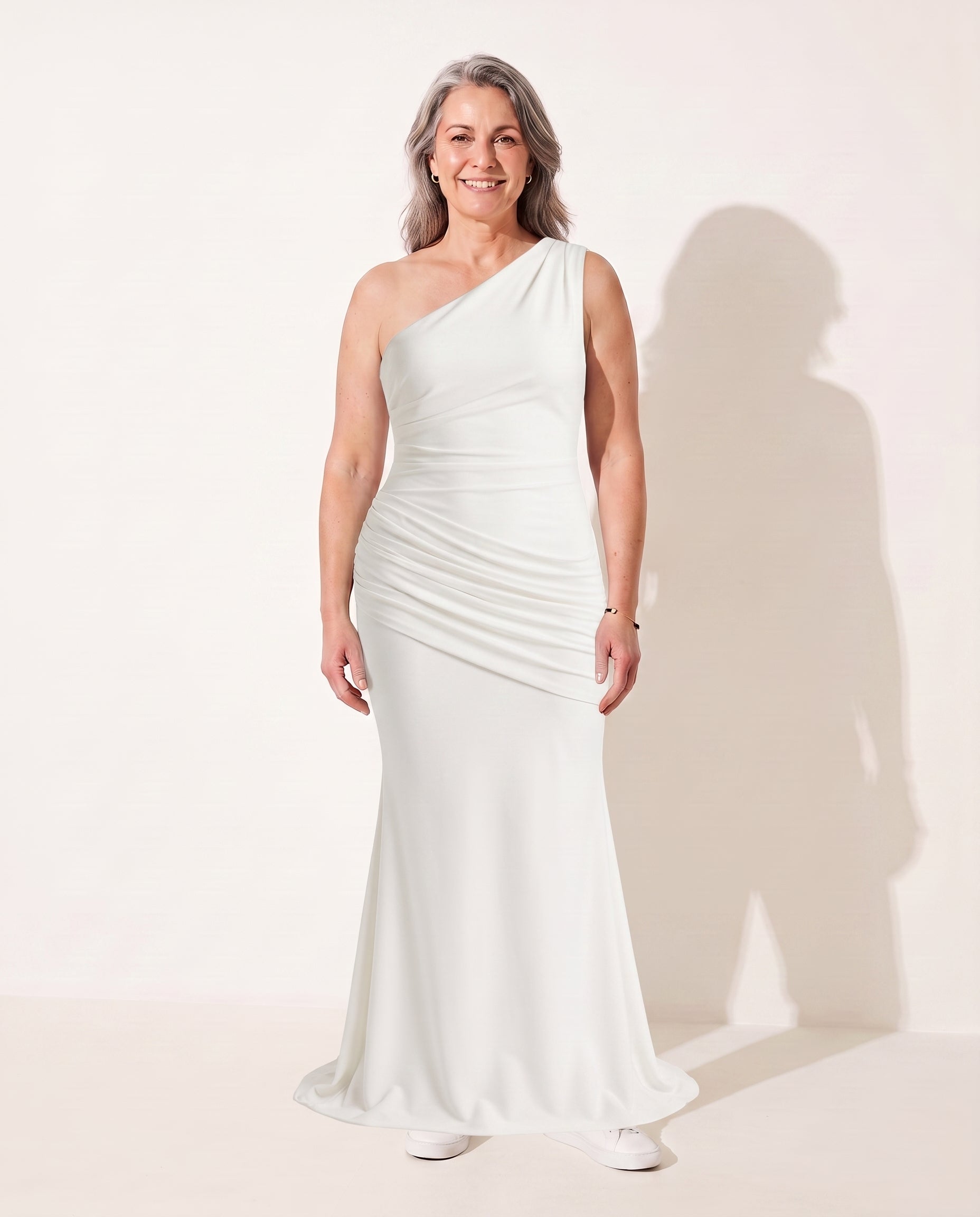 Beatrix | Evening Maxi Dresses One Shoulder Draped Formal Gown — Ivory