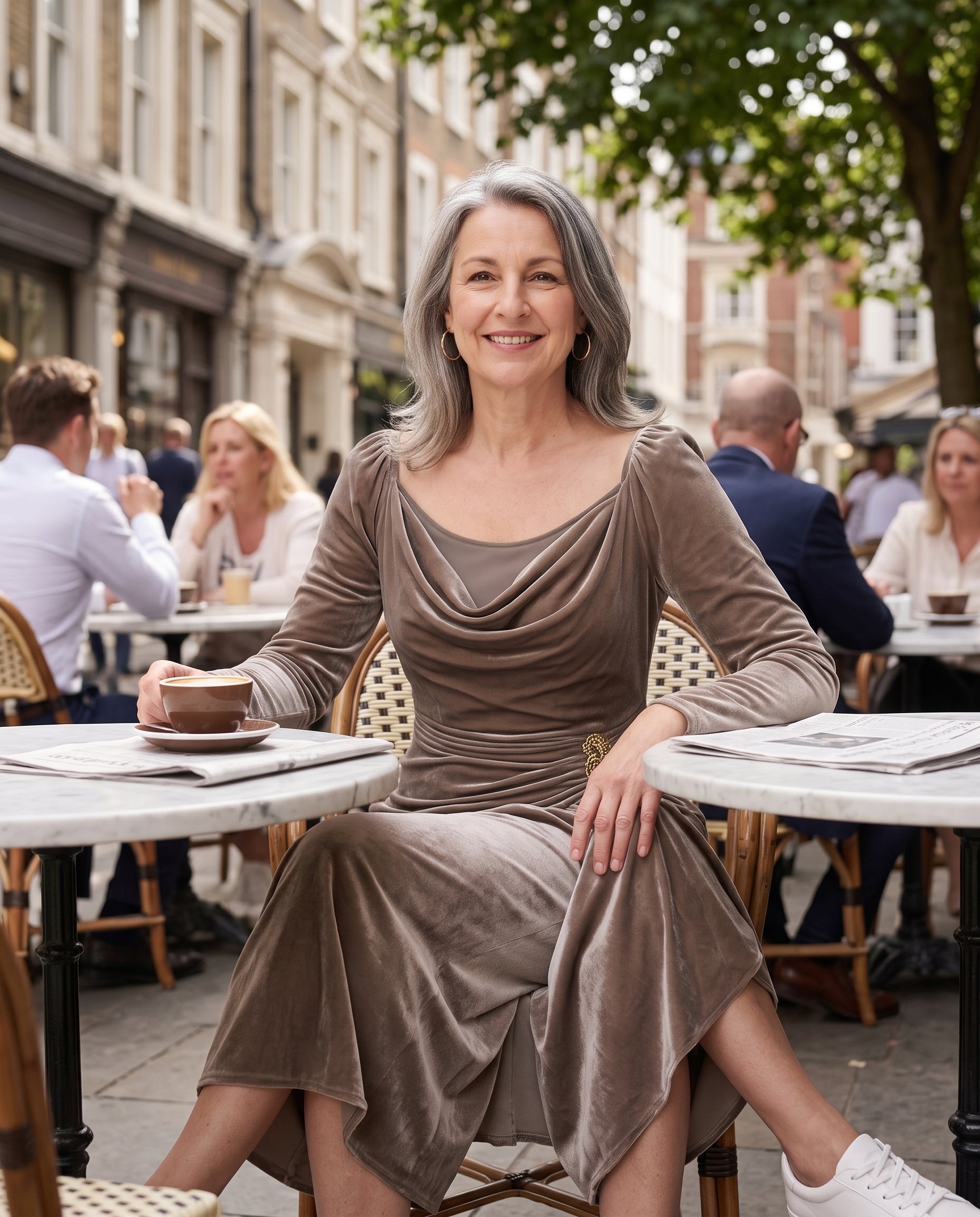 Ophelia | Women's Brown Blush Formal Midi Dress — lifestyle