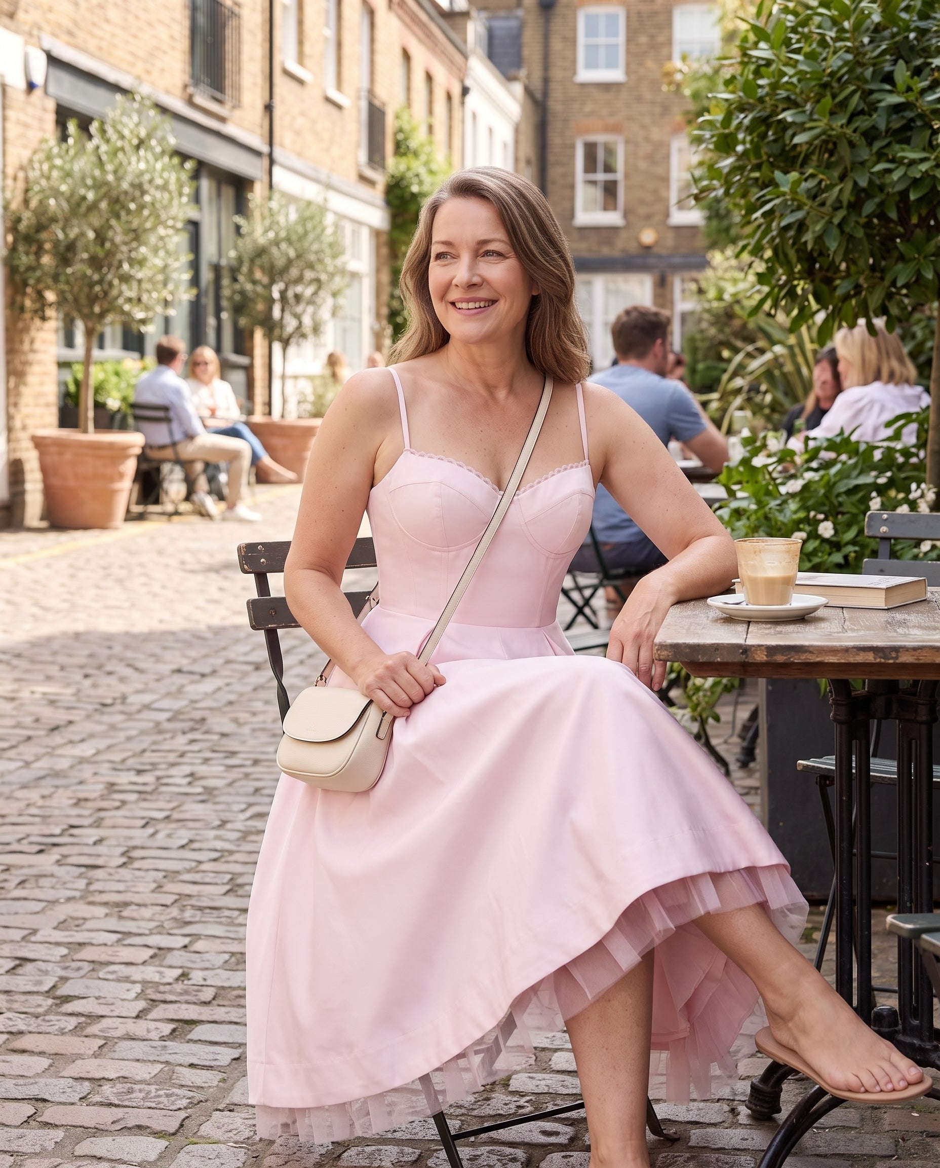 Oriane | Formal Corset Midi Dress with Full Skirt — lifestyle