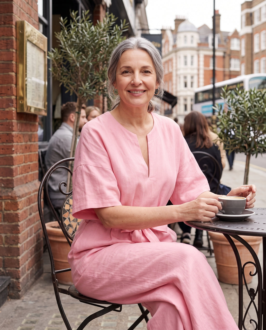 Rosalind | Strapless Wide Leg Linen Jumpsuit — lifestyle
