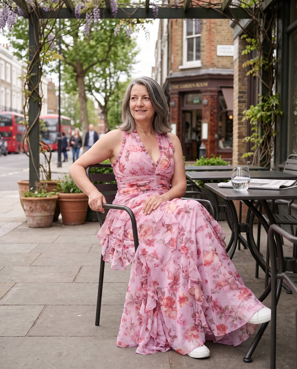 Aurelia | Floral Print Halterneck Maxi Dress For Weddings — lifestyle